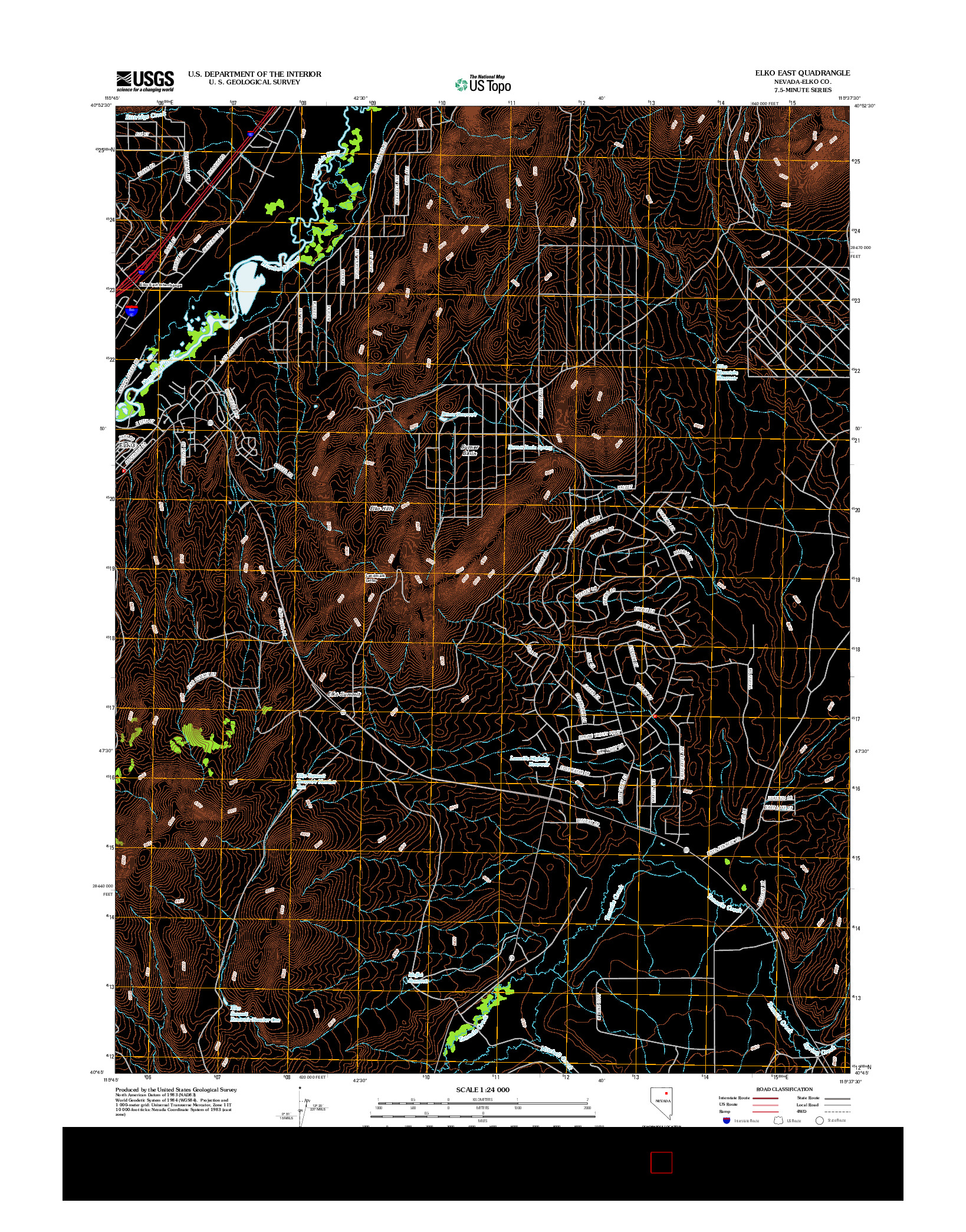 USGS US TOPO 7.5-MINUTE MAP FOR ELKO EAST, NV 2012