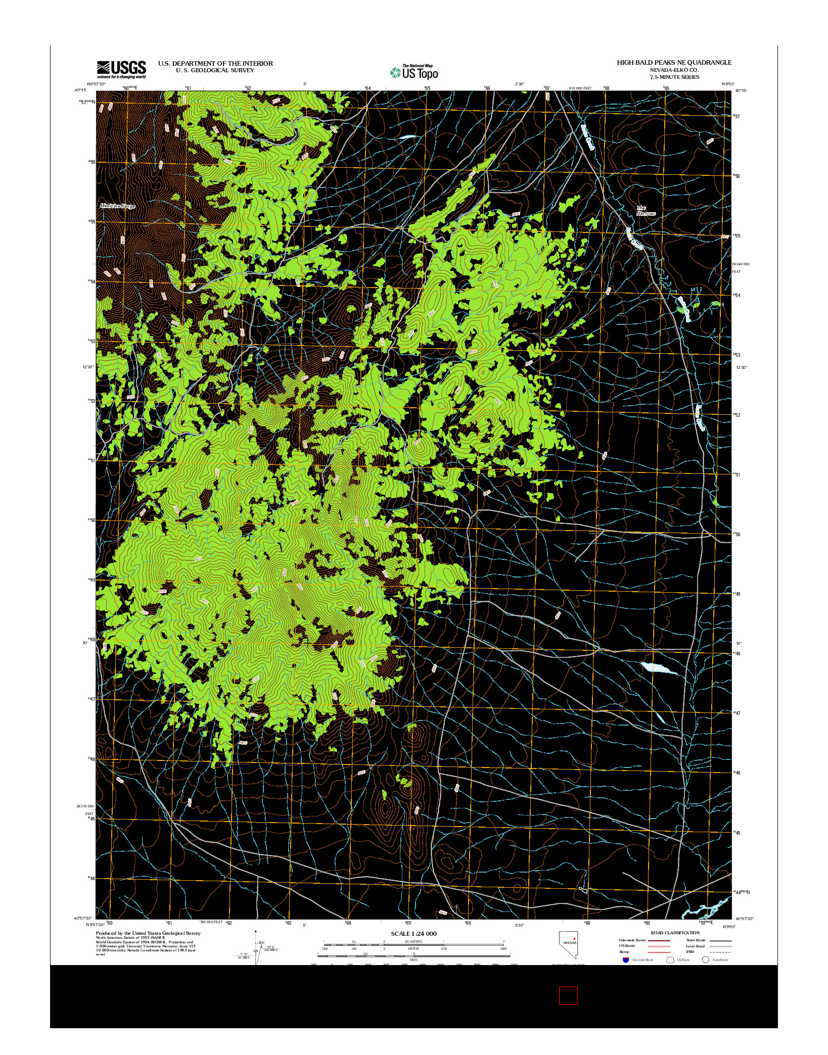 USGS US TOPO 7.5-MINUTE MAP FOR HIGH BALD PEAKS NE, NV 2012