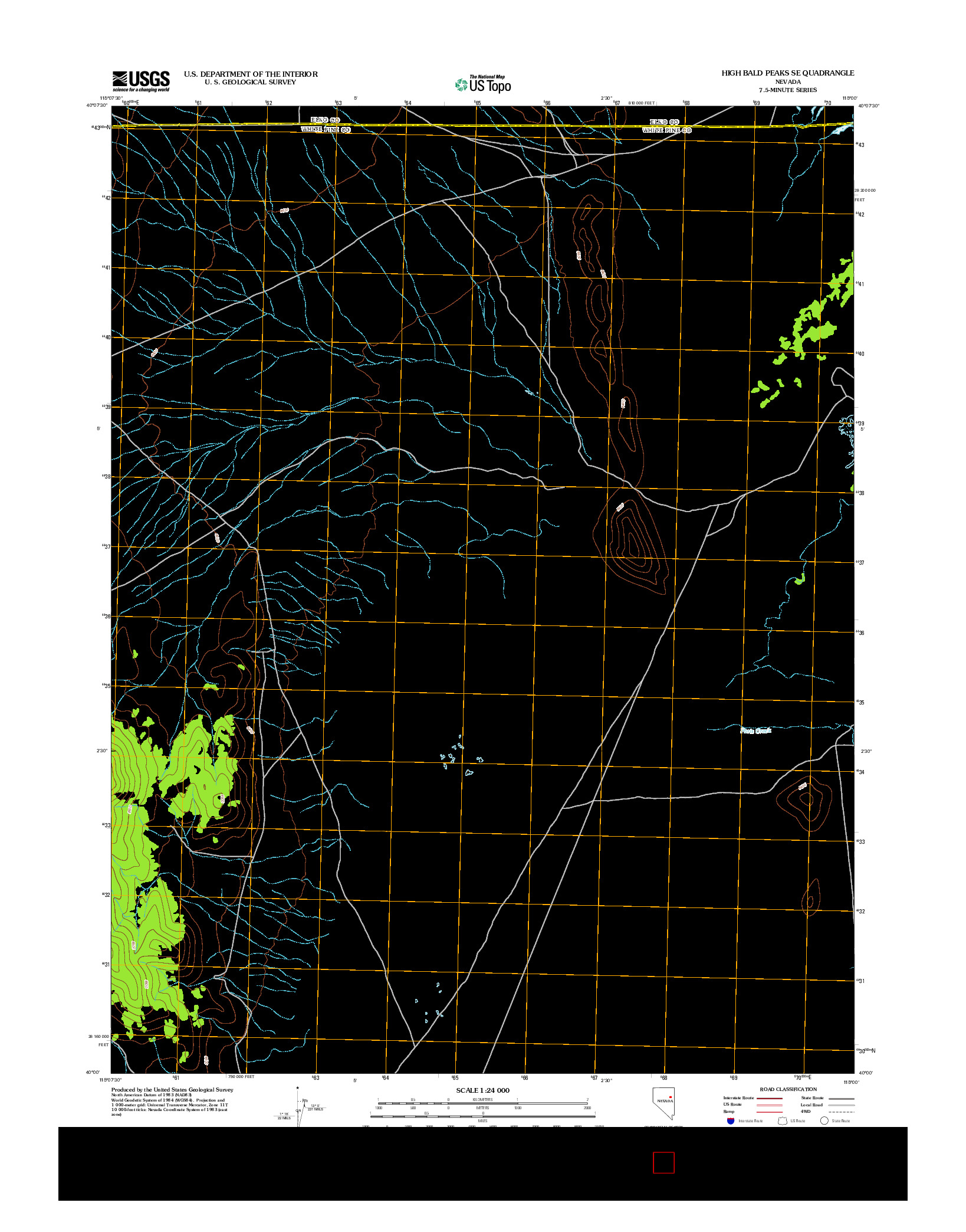 USGS US TOPO 7.5-MINUTE MAP FOR HIGH BALD PEAKS SE, NV 2012
