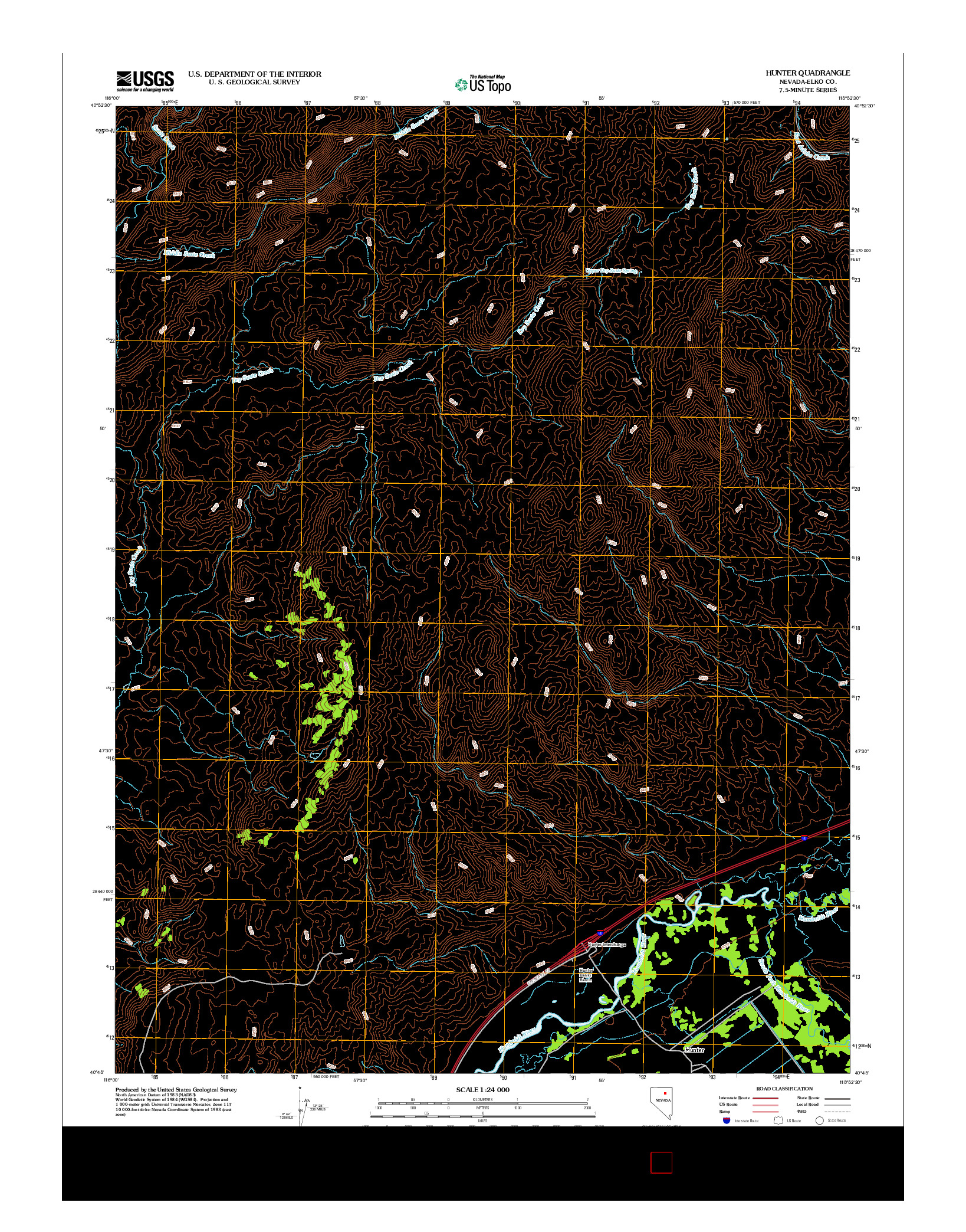 USGS US TOPO 7.5-MINUTE MAP FOR HUNTER, NV 2012