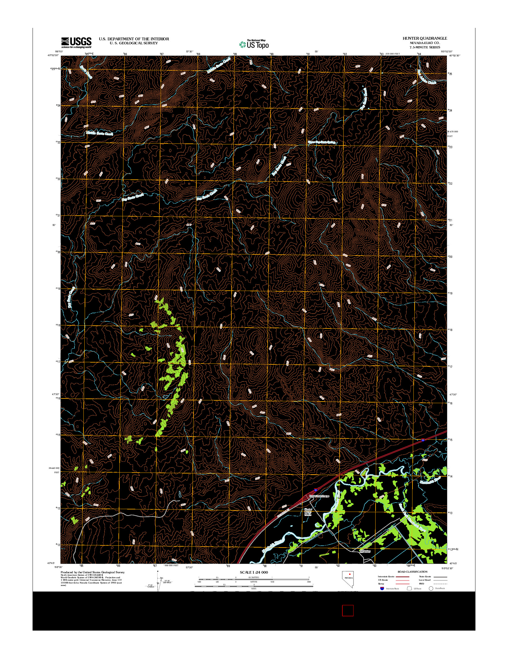 USGS US TOPO 7.5-MINUTE MAP FOR HUNTER, NV 2012