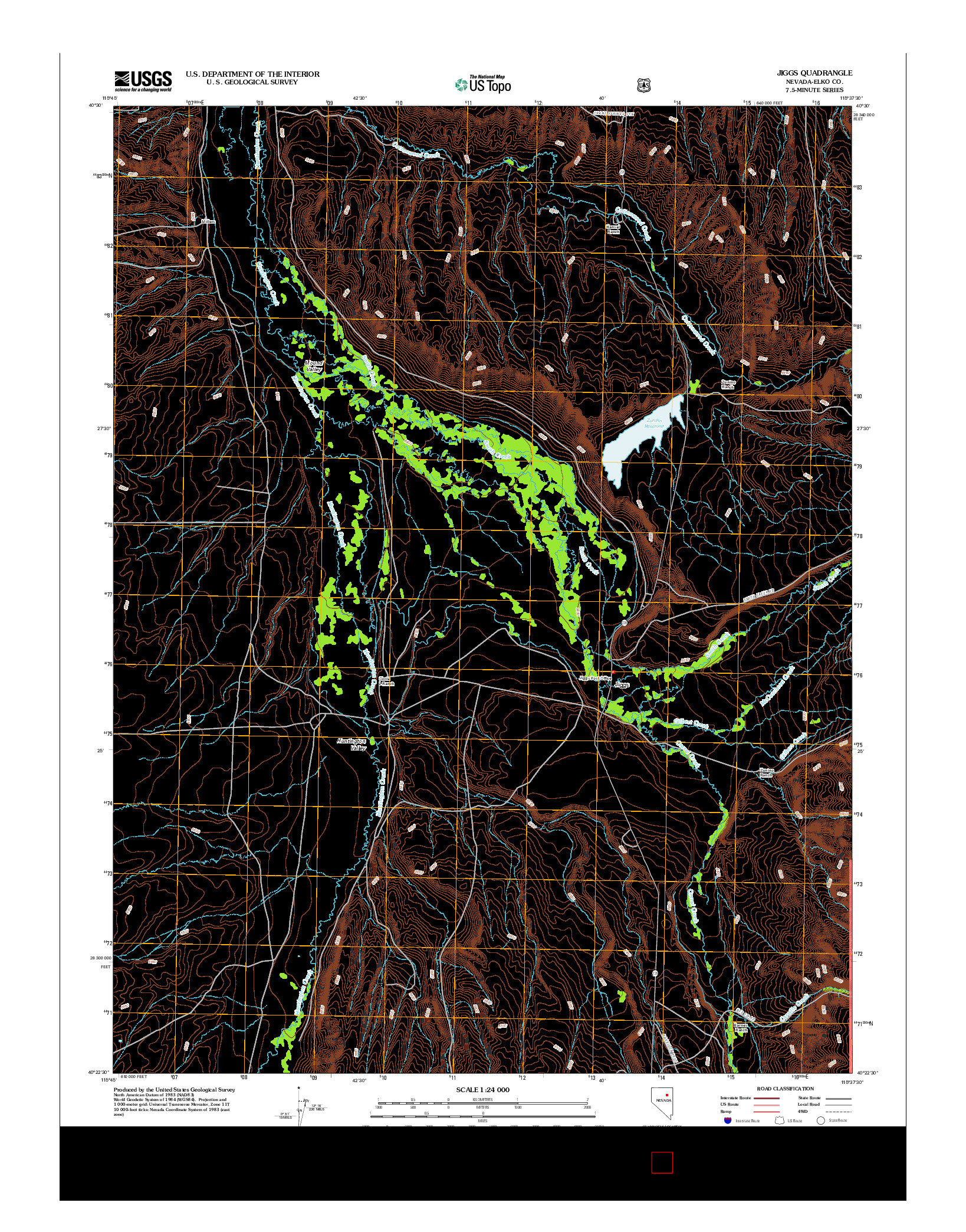 USGS US TOPO 7.5-MINUTE MAP FOR JIGGS, NV 2012