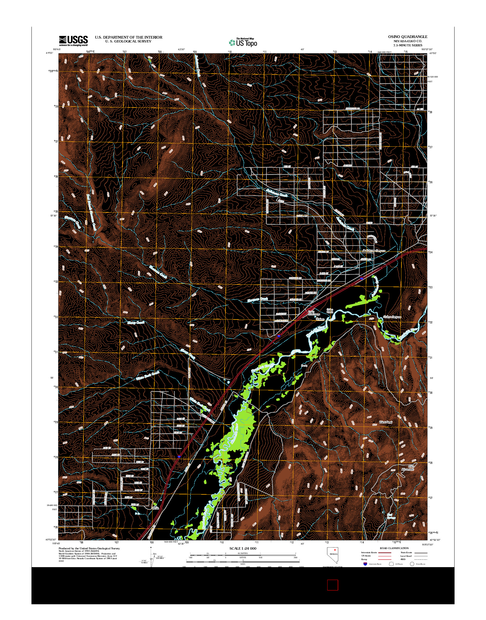 USGS US TOPO 7.5-MINUTE MAP FOR OSINO, NV 2012