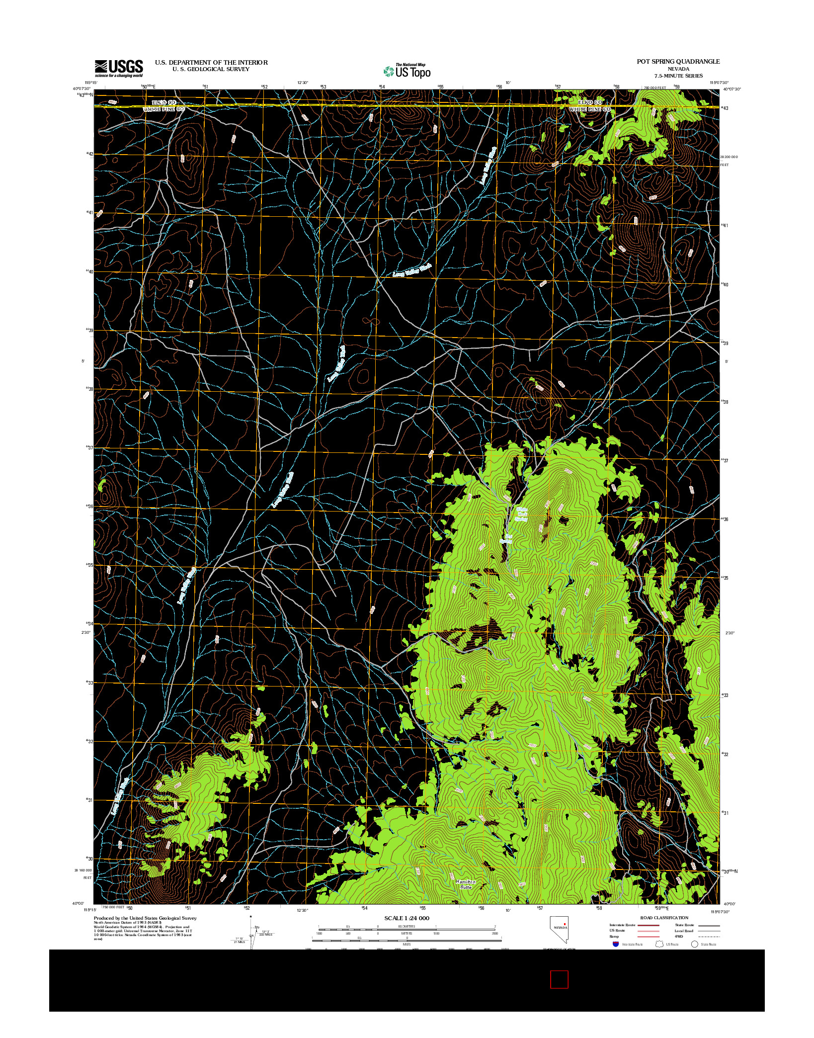 USGS US TOPO 7.5-MINUTE MAP FOR POT SPRING, NV 2012