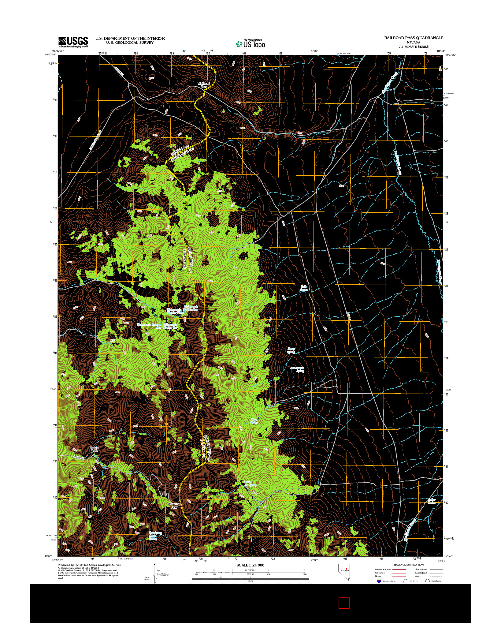 USGS US TOPO 7.5-MINUTE MAP FOR RAILROAD PASS, NV 2012