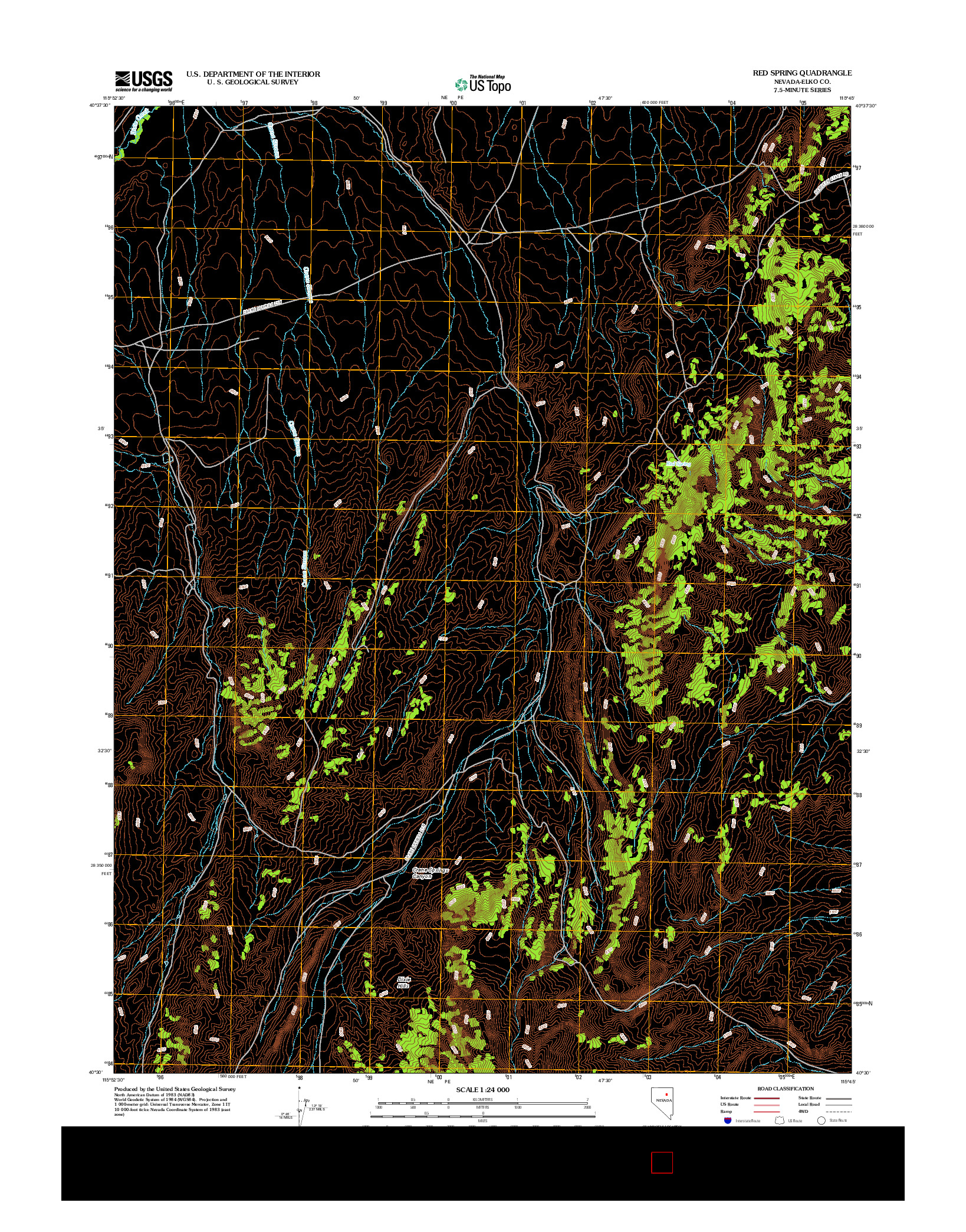 USGS US TOPO 7.5-MINUTE MAP FOR RED SPRING, NV 2012