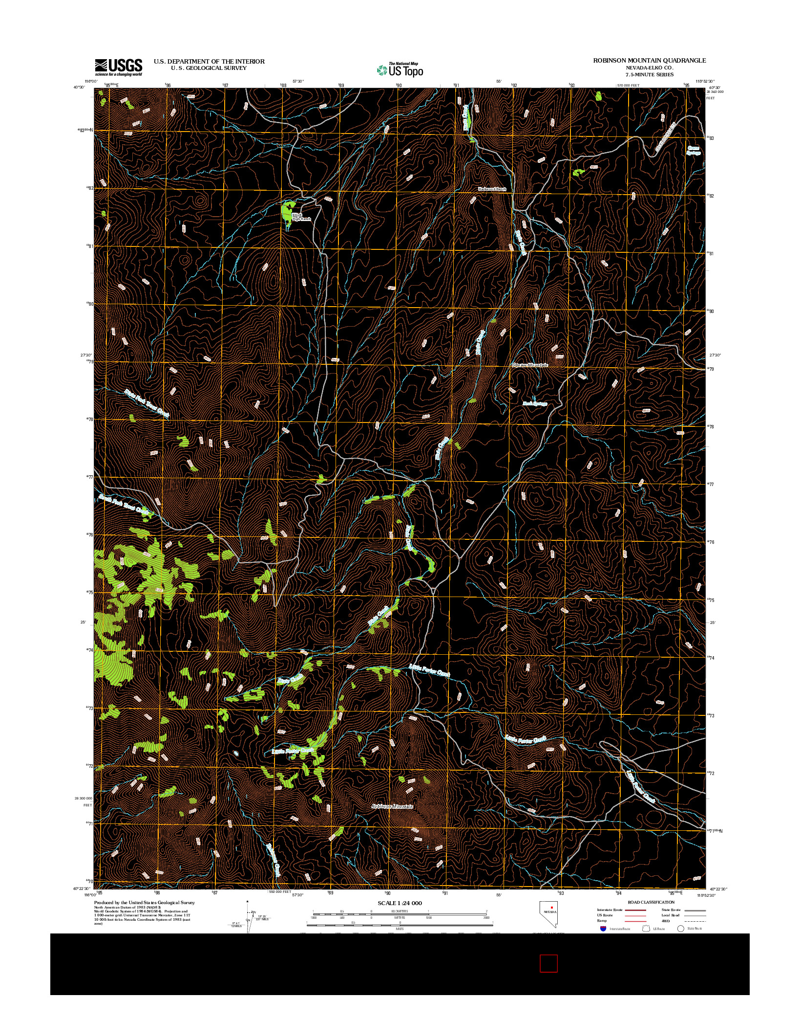 USGS US TOPO 7.5-MINUTE MAP FOR ROBINSON MOUNTAIN, NV 2012