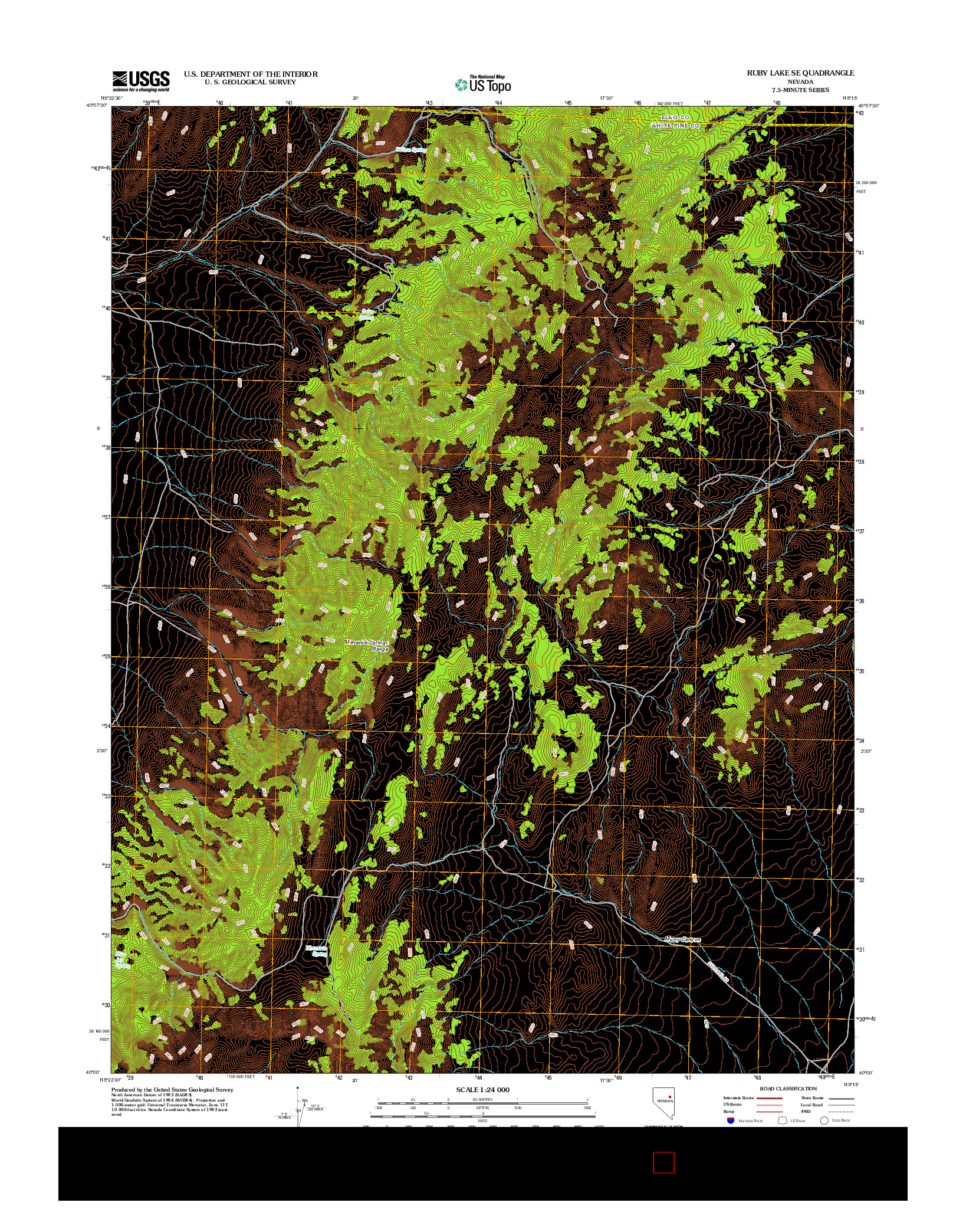 USGS US TOPO 7.5-MINUTE MAP FOR RUBY LAKE SE, NV 2012