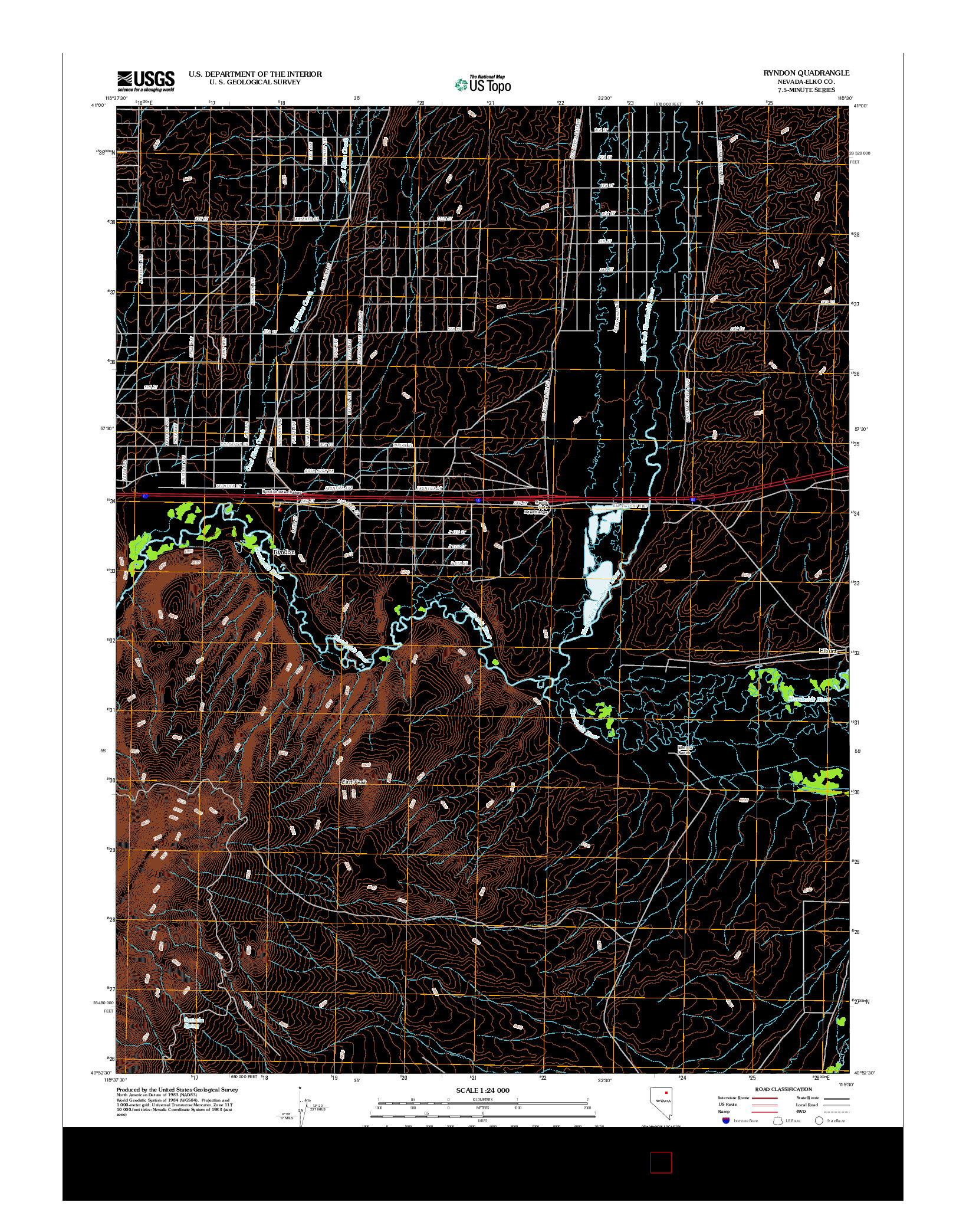 USGS US TOPO 7.5-MINUTE MAP FOR RYNDON, NV 2012