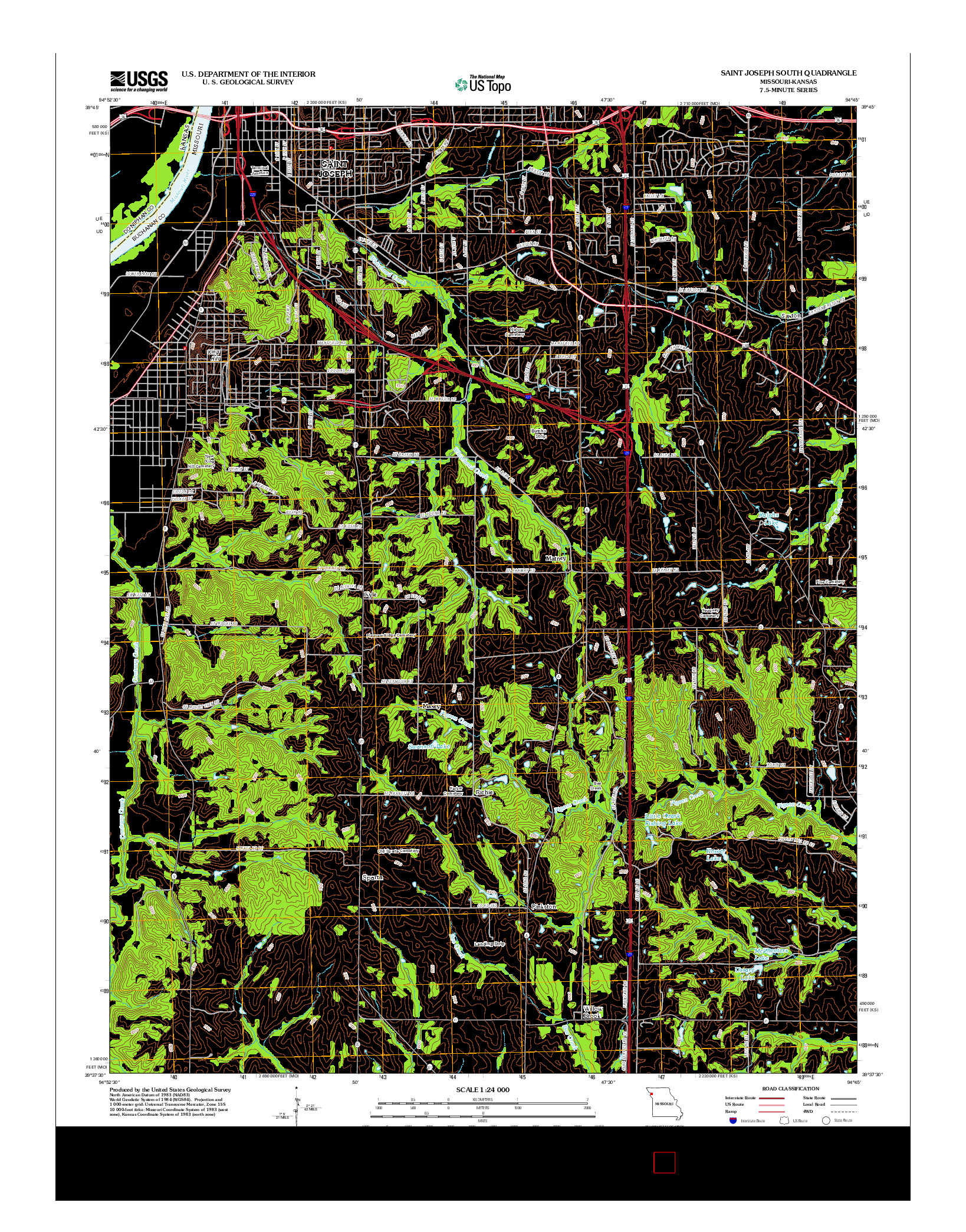 USGS US TOPO 7.5-MINUTE MAP FOR SAINT JOSEPH SOUTH, MO-KS 2012