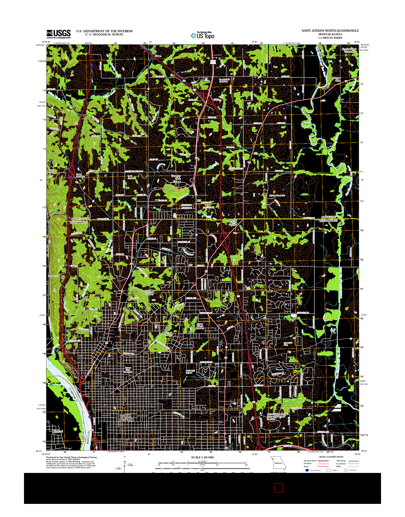 USGS US TOPO 7.5-MINUTE MAP FOR SAINT JOSEPH NORTH, MO-KS 2012