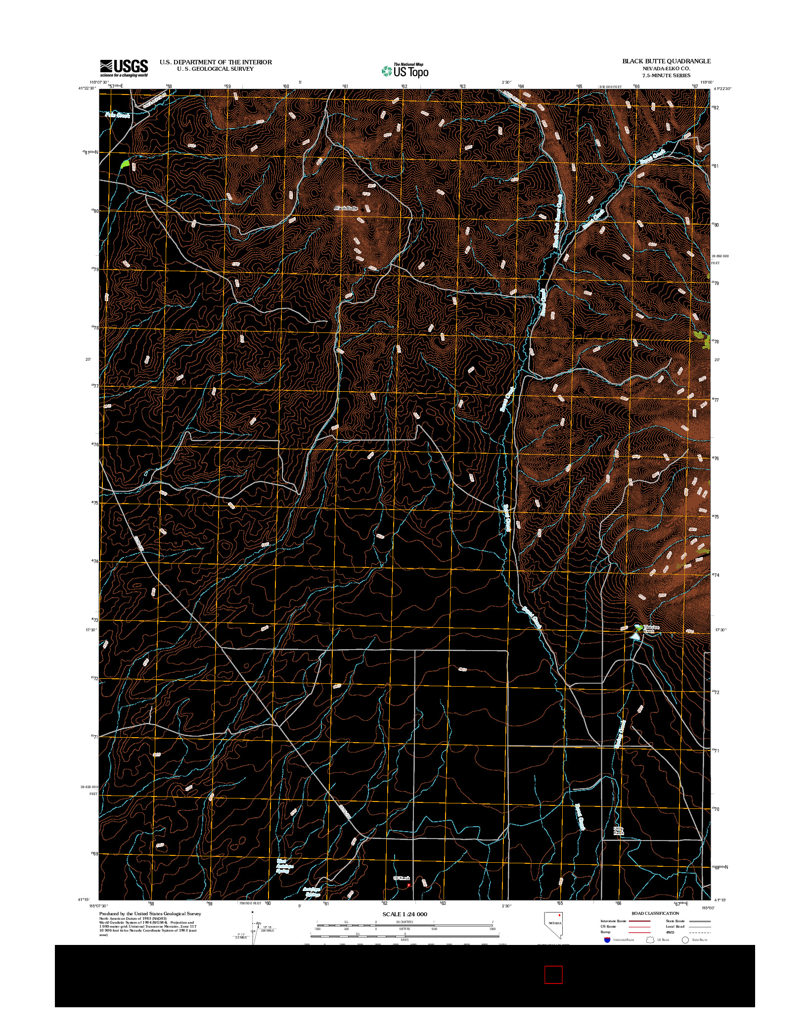 USGS US TOPO 7.5-MINUTE MAP FOR BLACK BUTTE, NV 2012