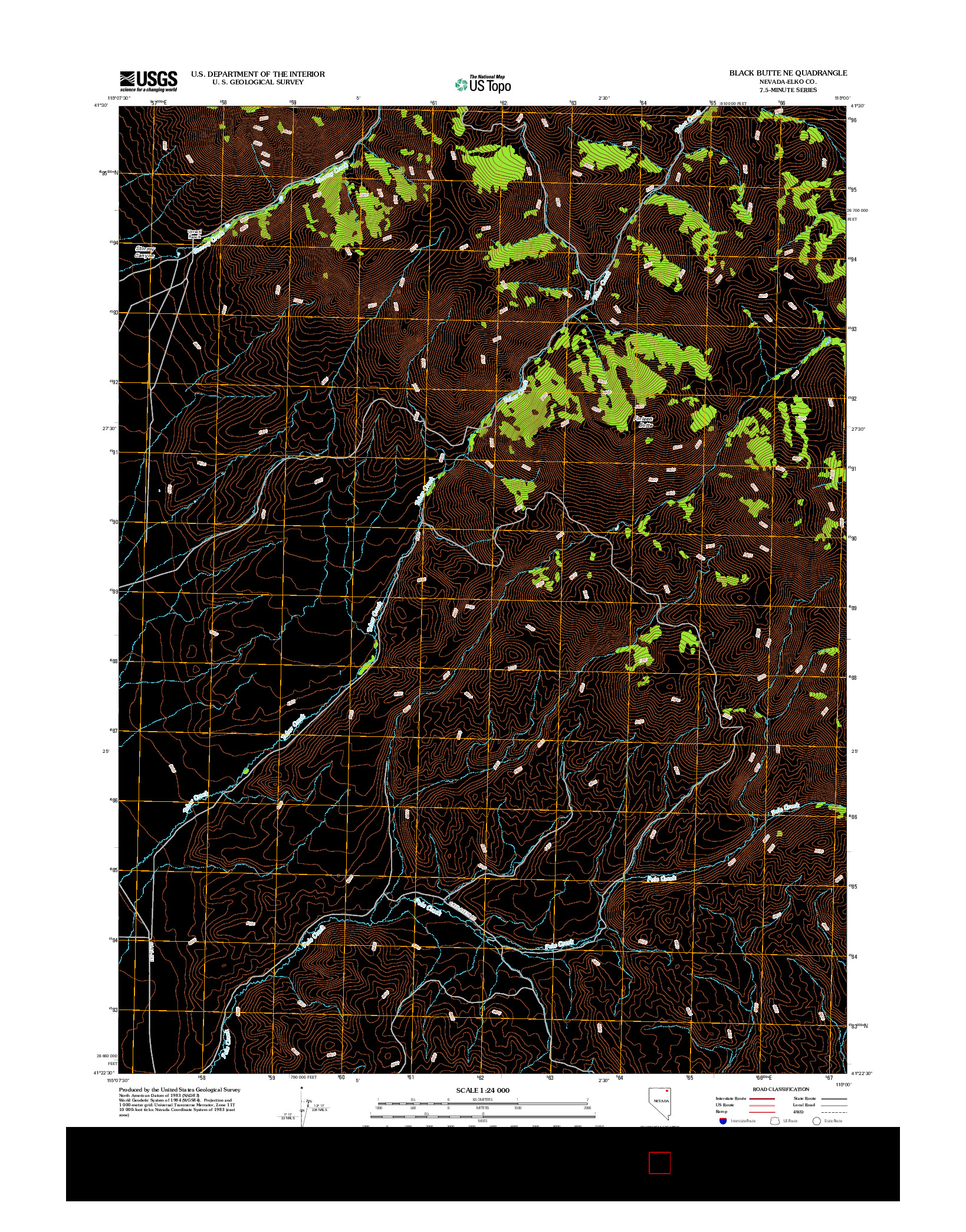 USGS US TOPO 7.5-MINUTE MAP FOR BLACK BUTTE NE, NV 2012