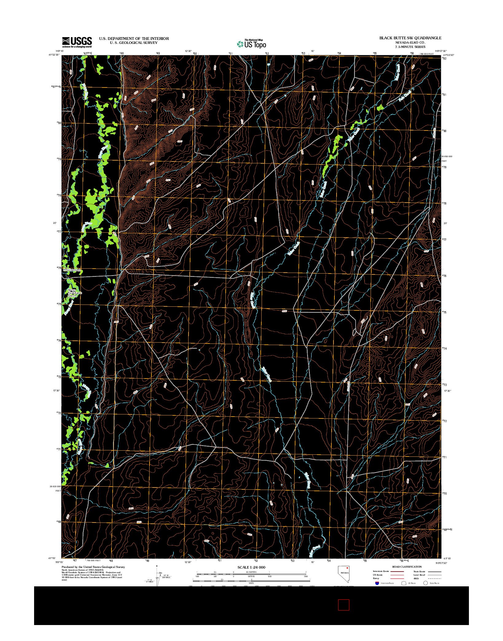 USGS US TOPO 7.5-MINUTE MAP FOR BLACK BUTTE SW, NV 2012