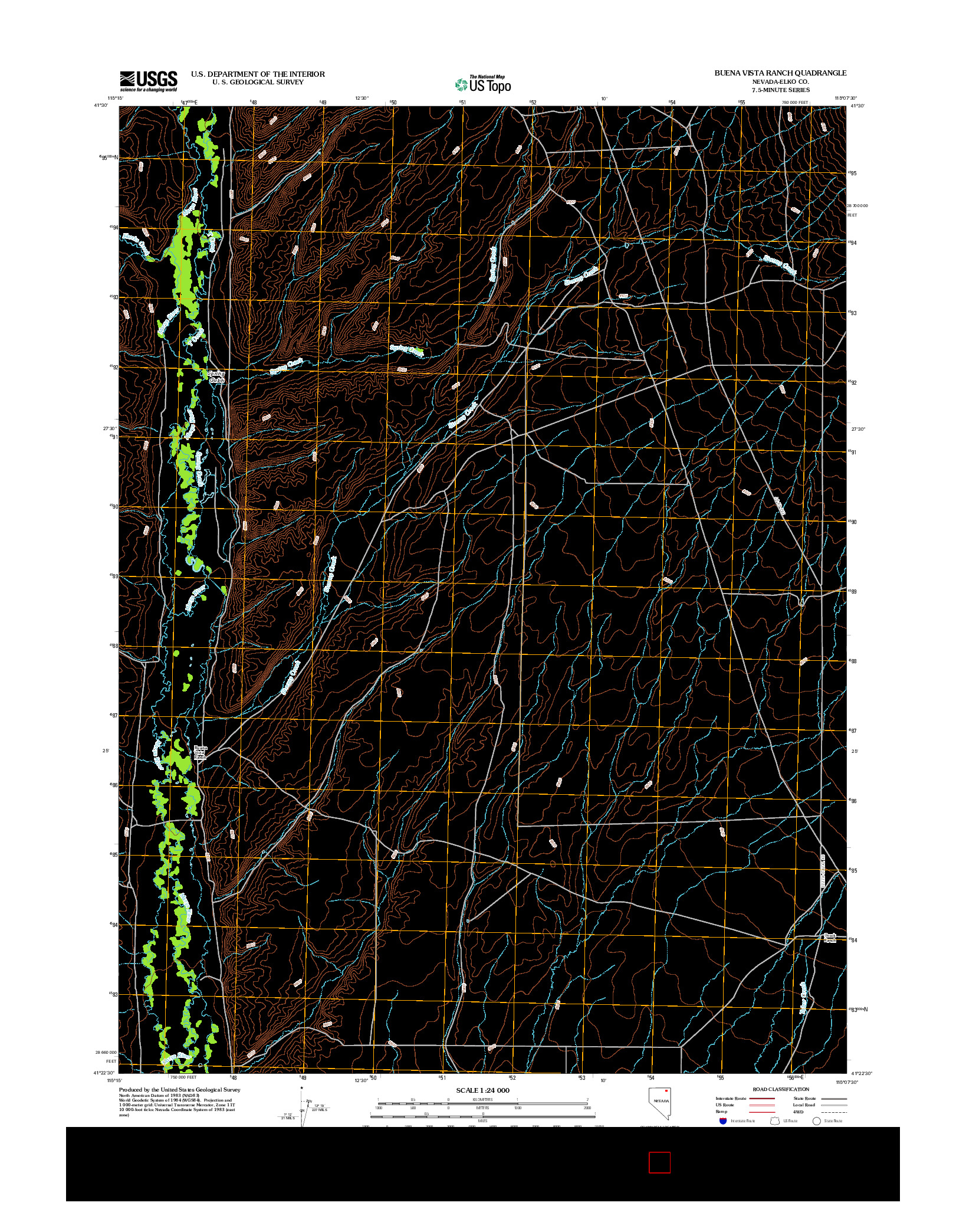 USGS US TOPO 7.5-MINUTE MAP FOR BUENA VISTA RANCH, NV 2012