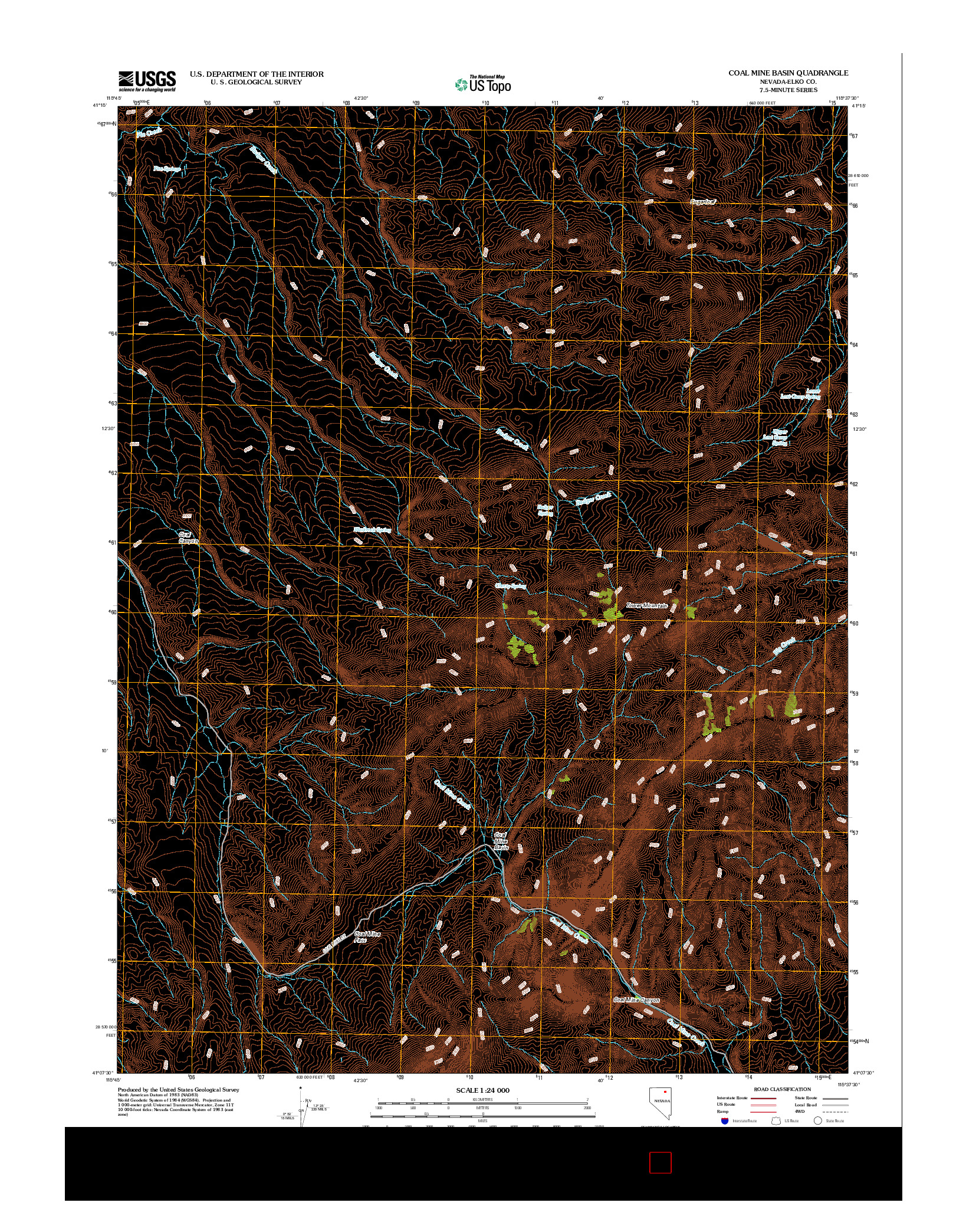 USGS US TOPO 7.5-MINUTE MAP FOR COAL MINE BASIN, NV 2012