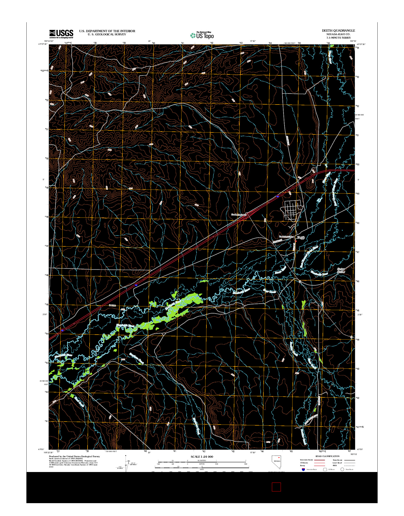 USGS US TOPO 7.5-MINUTE MAP FOR DEETH, NV 2012
