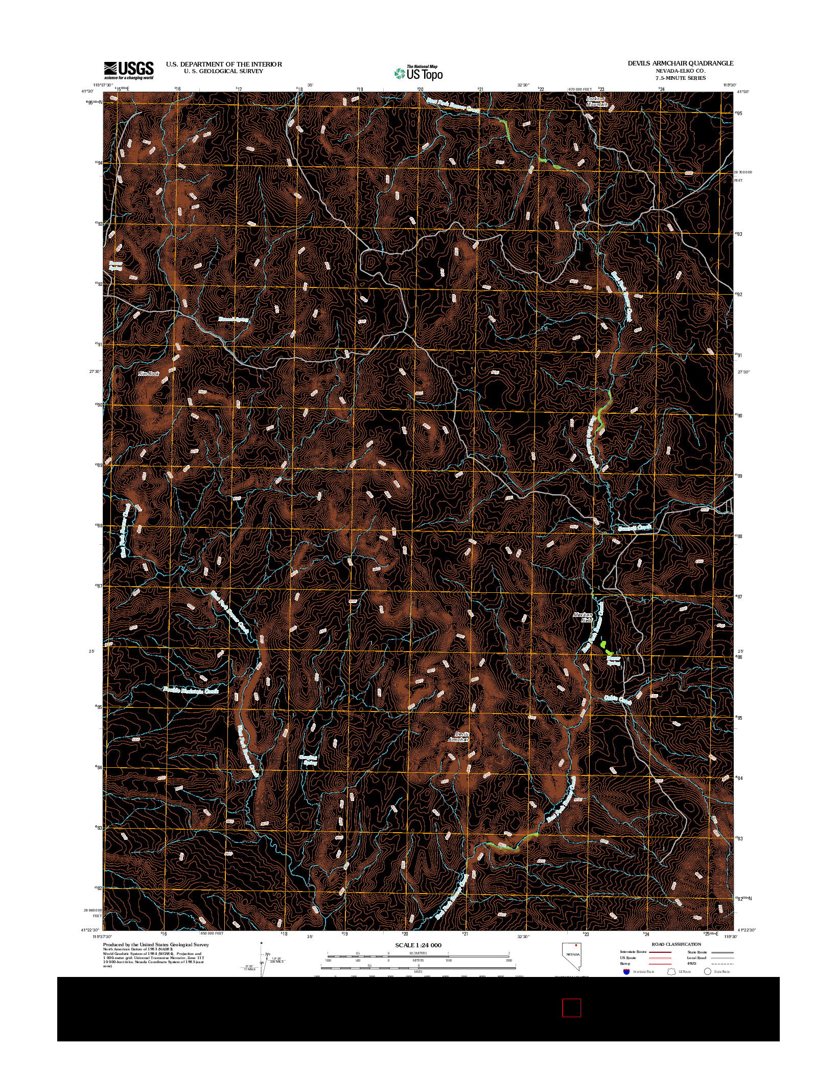 USGS US TOPO 7.5-MINUTE MAP FOR DEVILS ARMCHAIR, NV 2012