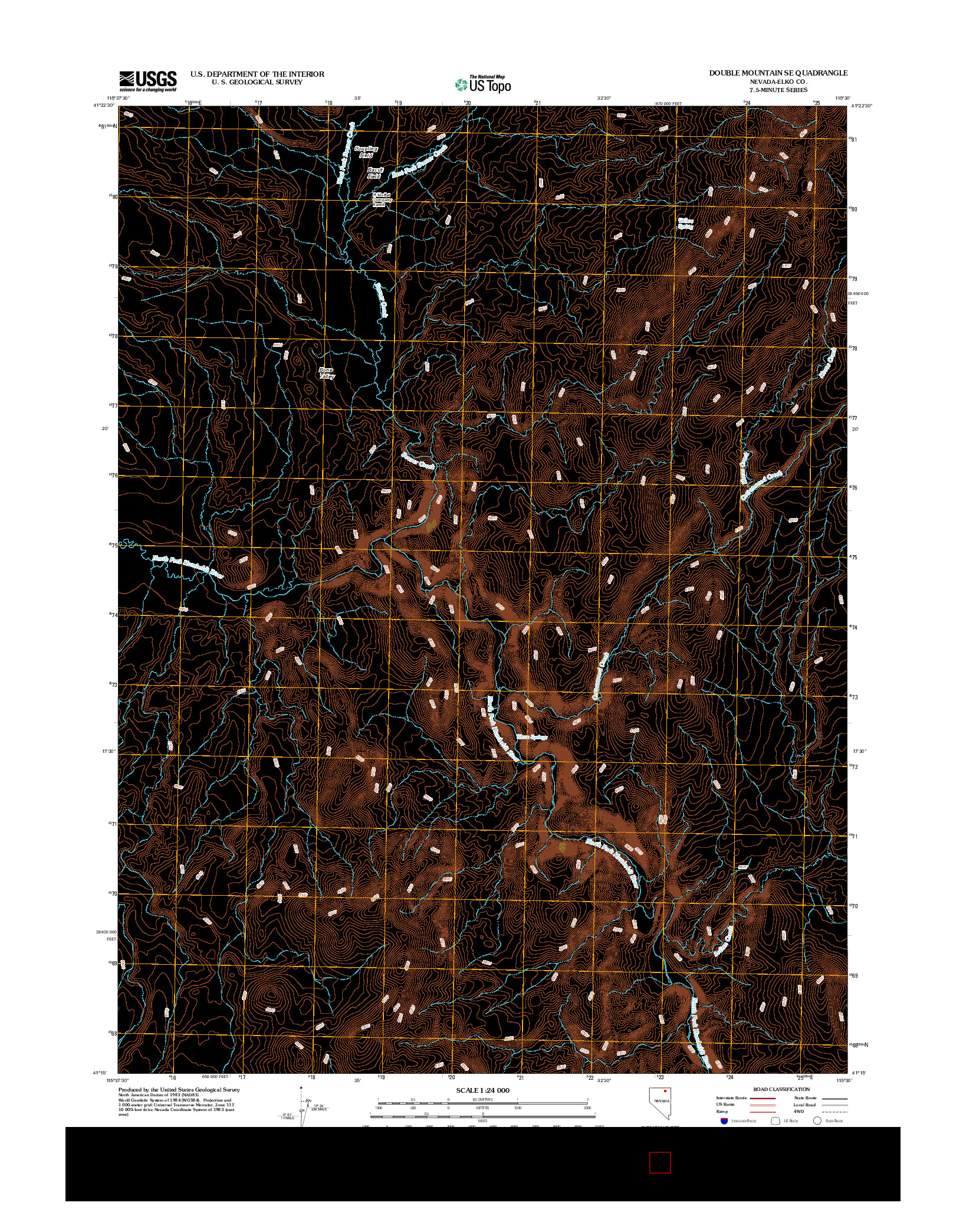 USGS US TOPO 7.5-MINUTE MAP FOR DOUBLE MOUNTAIN SE, NV 2012