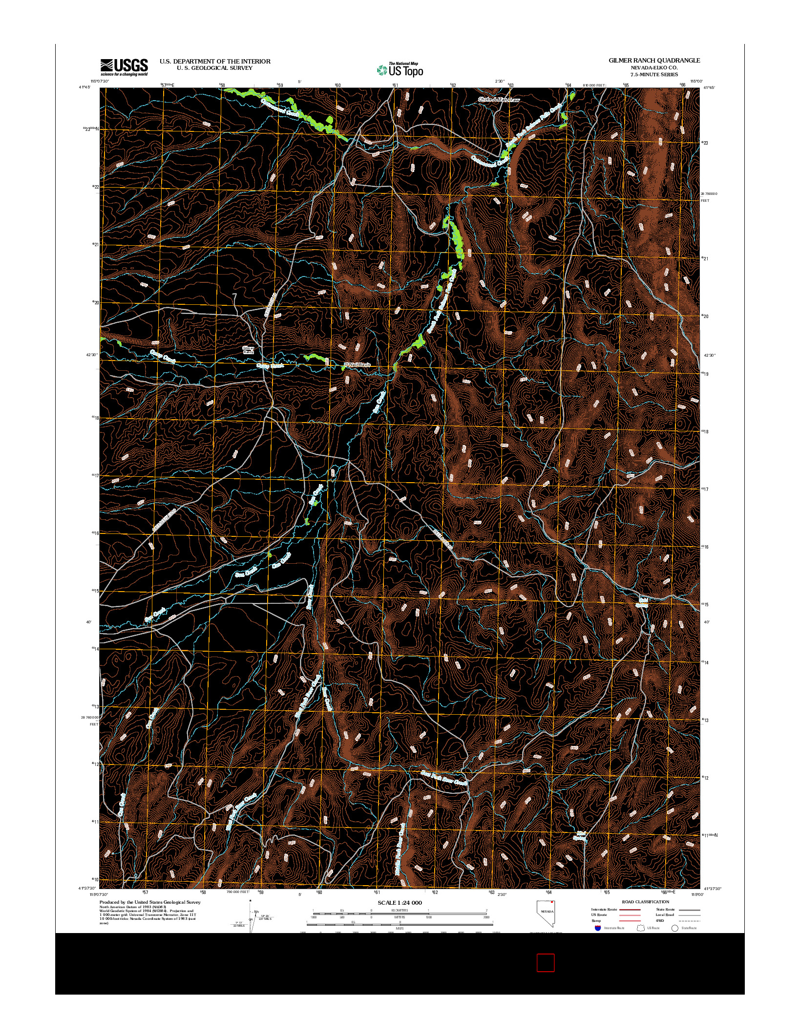 USGS US TOPO 7.5-MINUTE MAP FOR GILMER RANCH, NV 2012