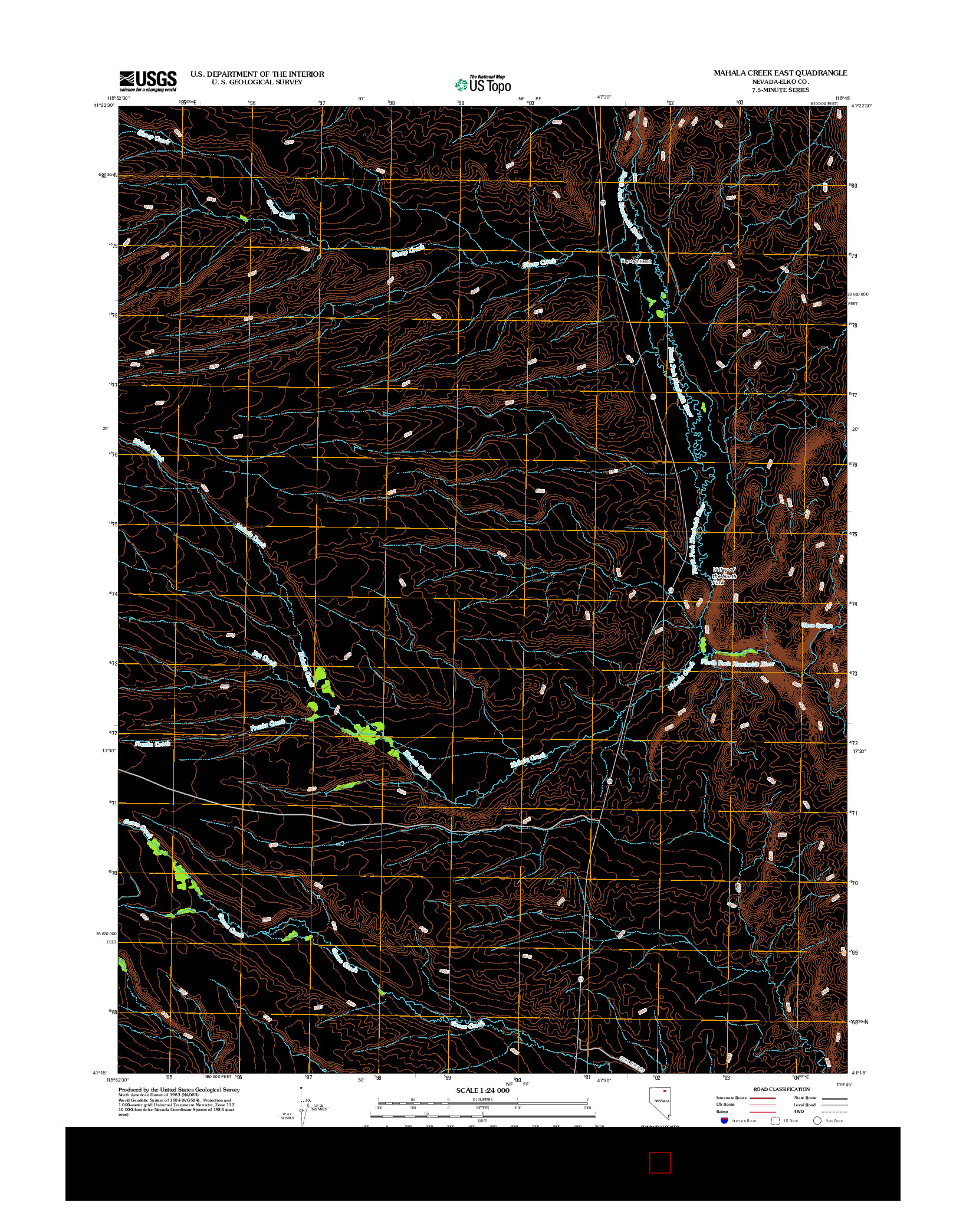 USGS US TOPO 7.5-MINUTE MAP FOR MAHALA CREEK EAST, NV 2012