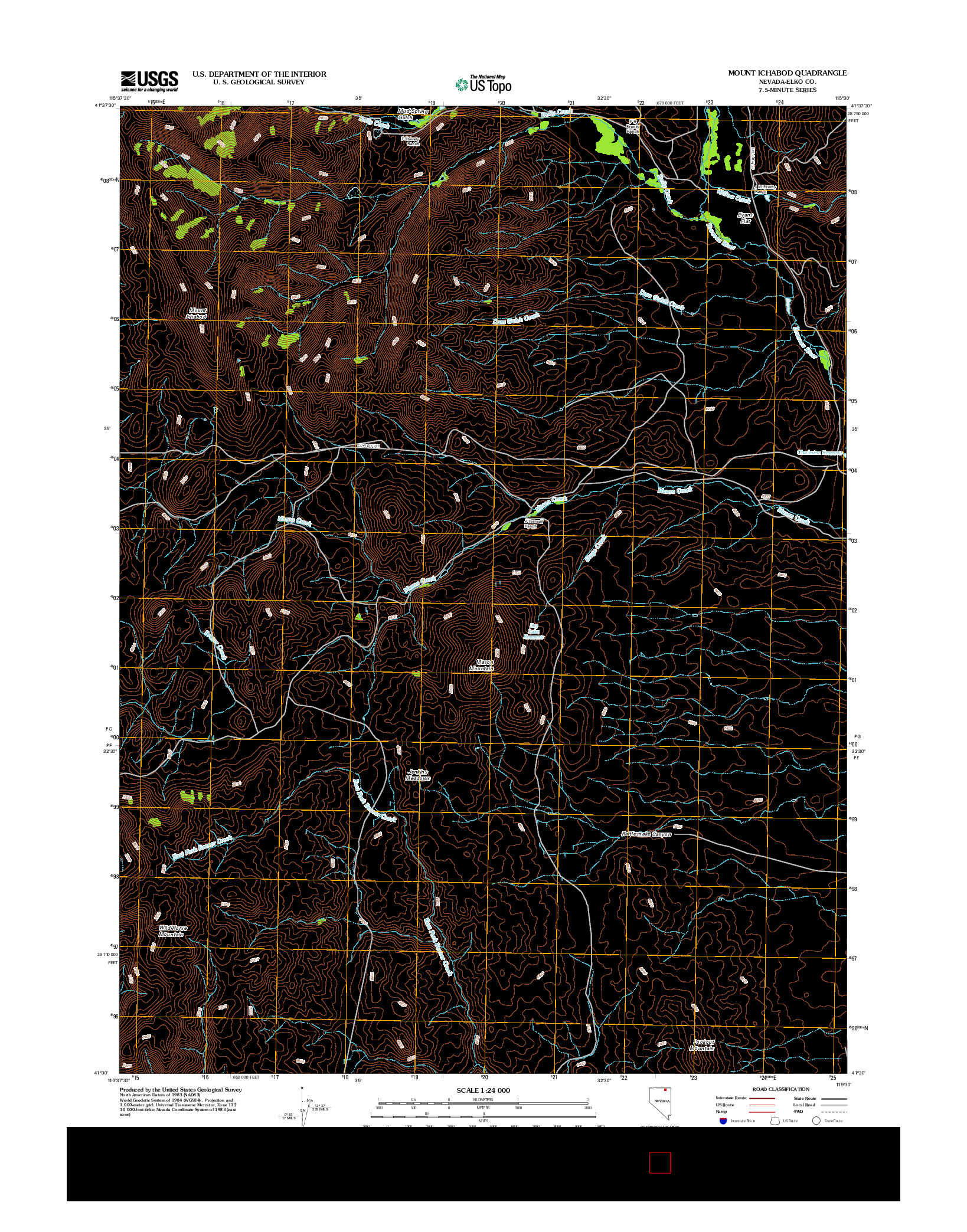 USGS US TOPO 7.5-MINUTE MAP FOR MOUNT ICHABOD, NV 2012