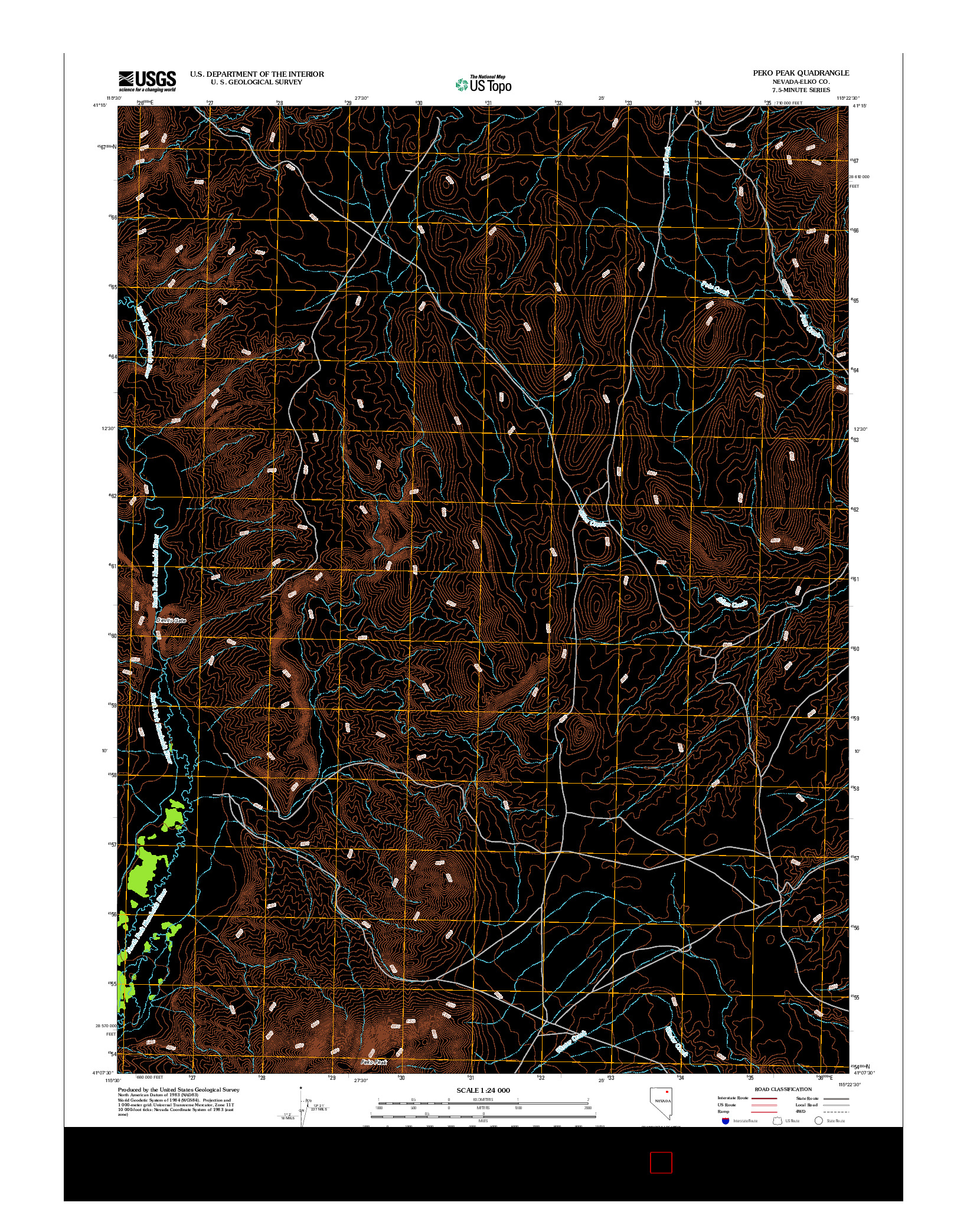 USGS US TOPO 7.5-MINUTE MAP FOR PEKO PEAK, NV 2012