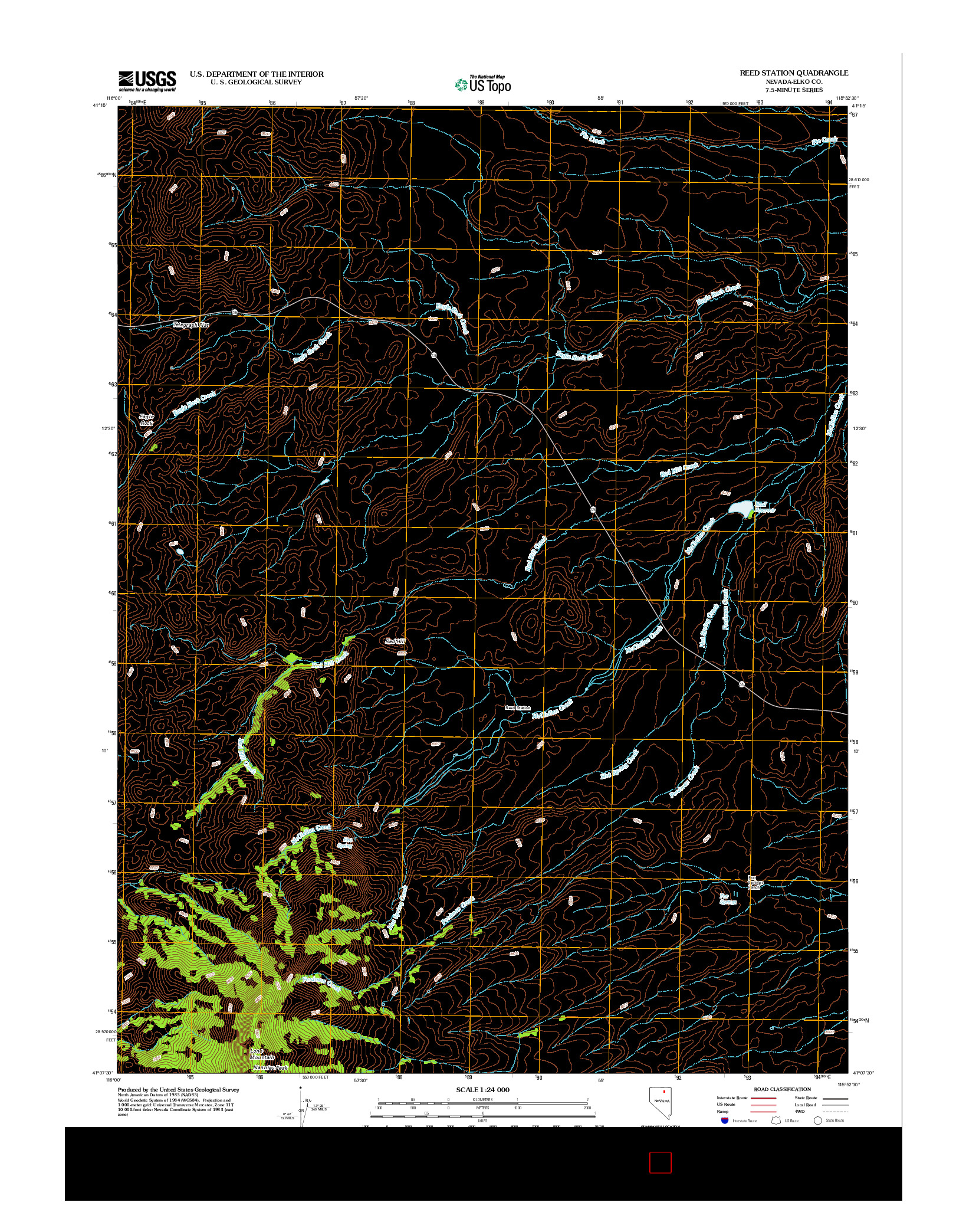 USGS US TOPO 7.5-MINUTE MAP FOR REED STATION, NV 2012