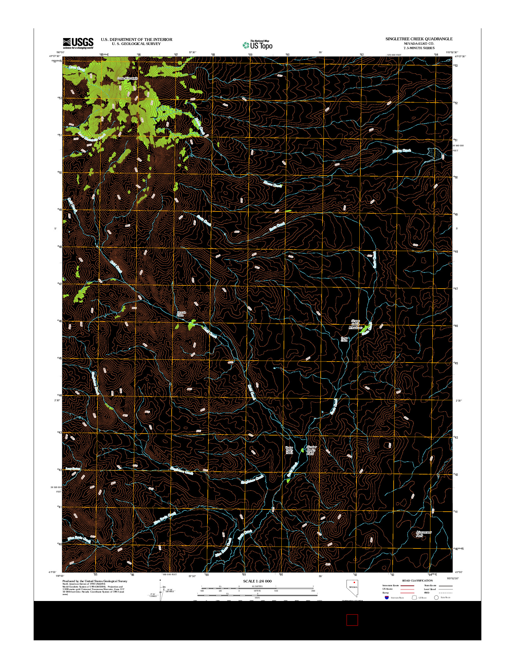 USGS US TOPO 7.5-MINUTE MAP FOR SINGLETREE CREEK, NV 2012