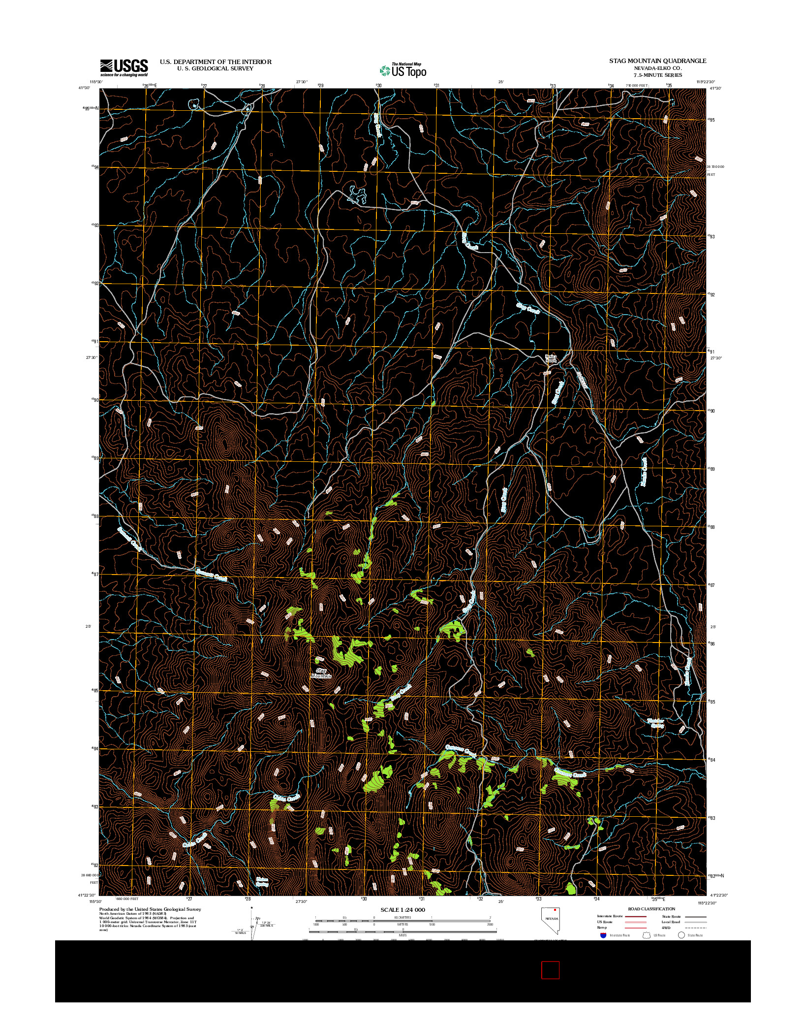 USGS US TOPO 7.5-MINUTE MAP FOR STAG MOUNTAIN, NV 2012