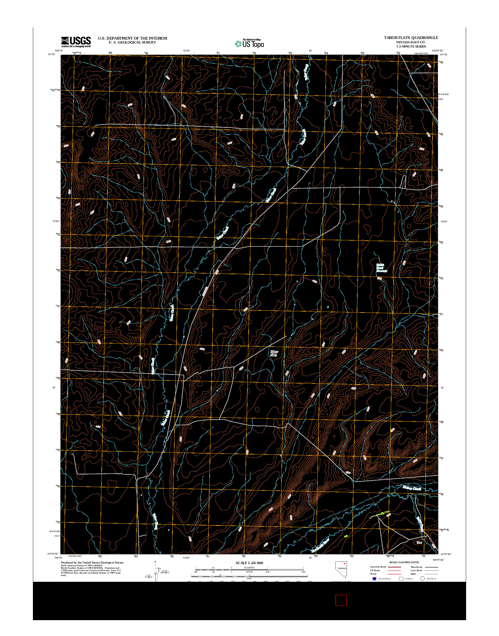USGS US TOPO 7.5-MINUTE MAP FOR TABOR FLATS, NV 2012