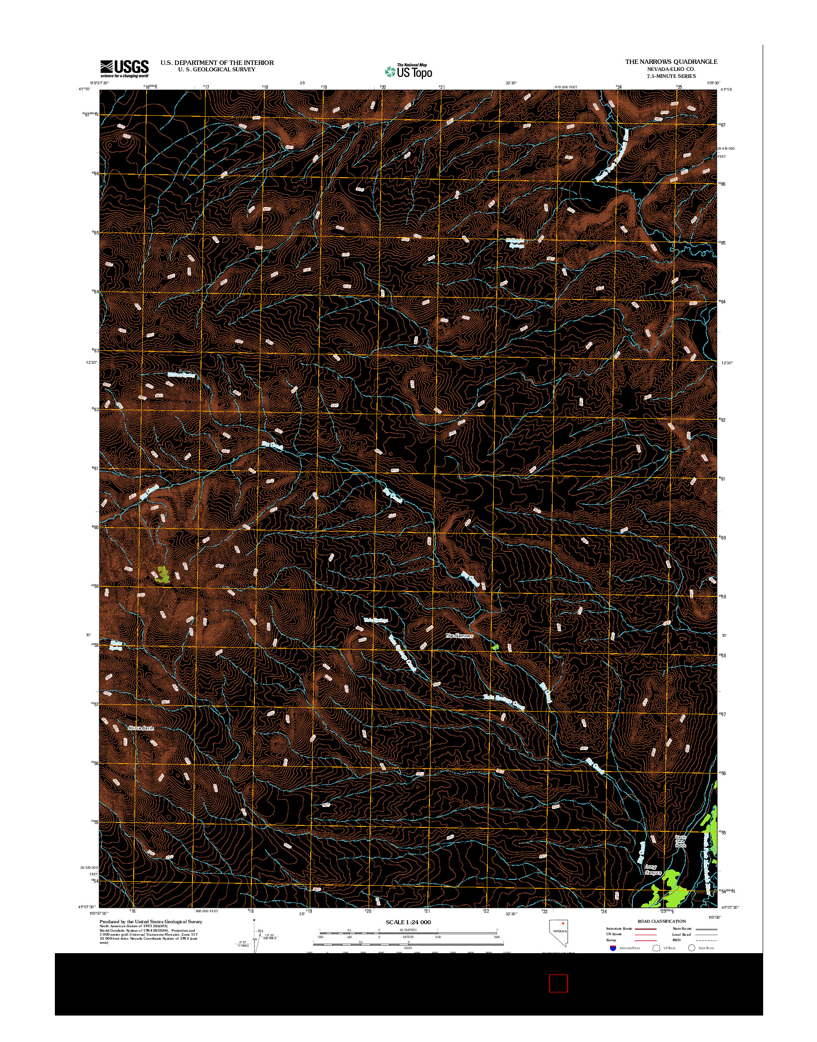 USGS US TOPO 7.5-MINUTE MAP FOR THE NARROWS, NV 2012