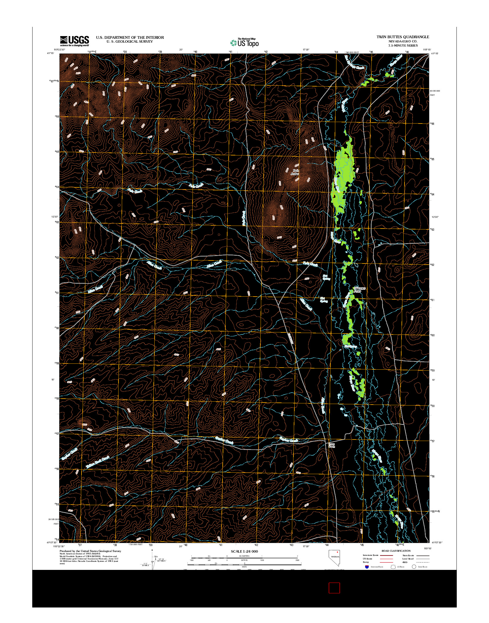 USGS US TOPO 7.5-MINUTE MAP FOR TWIN BUTTES, NV 2012