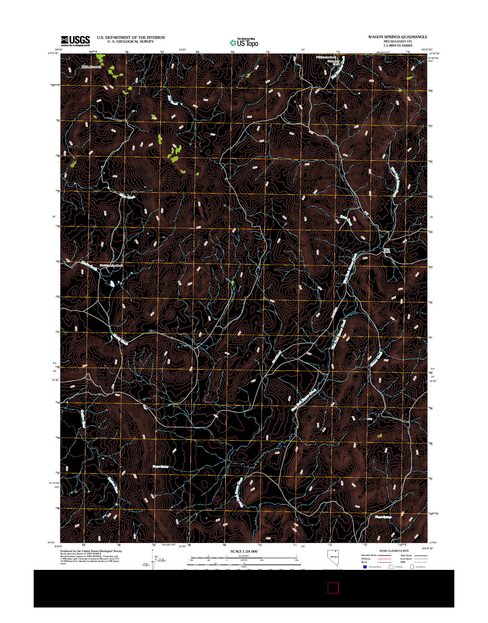 USGS US TOPO 7.5-MINUTE MAP FOR WAGON SPRINGS, NV 2012