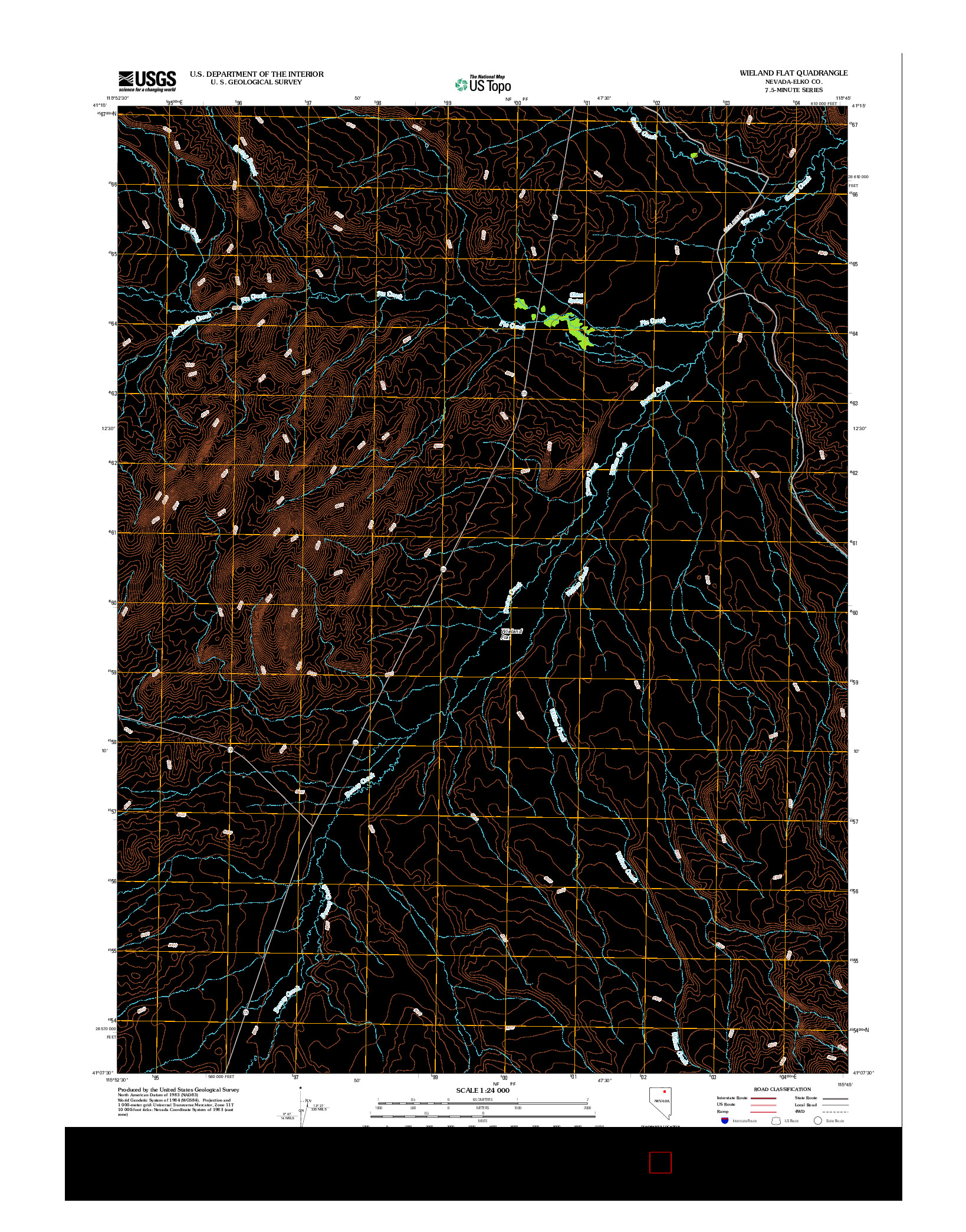 USGS US TOPO 7.5-MINUTE MAP FOR WIELAND FLAT, NV 2012