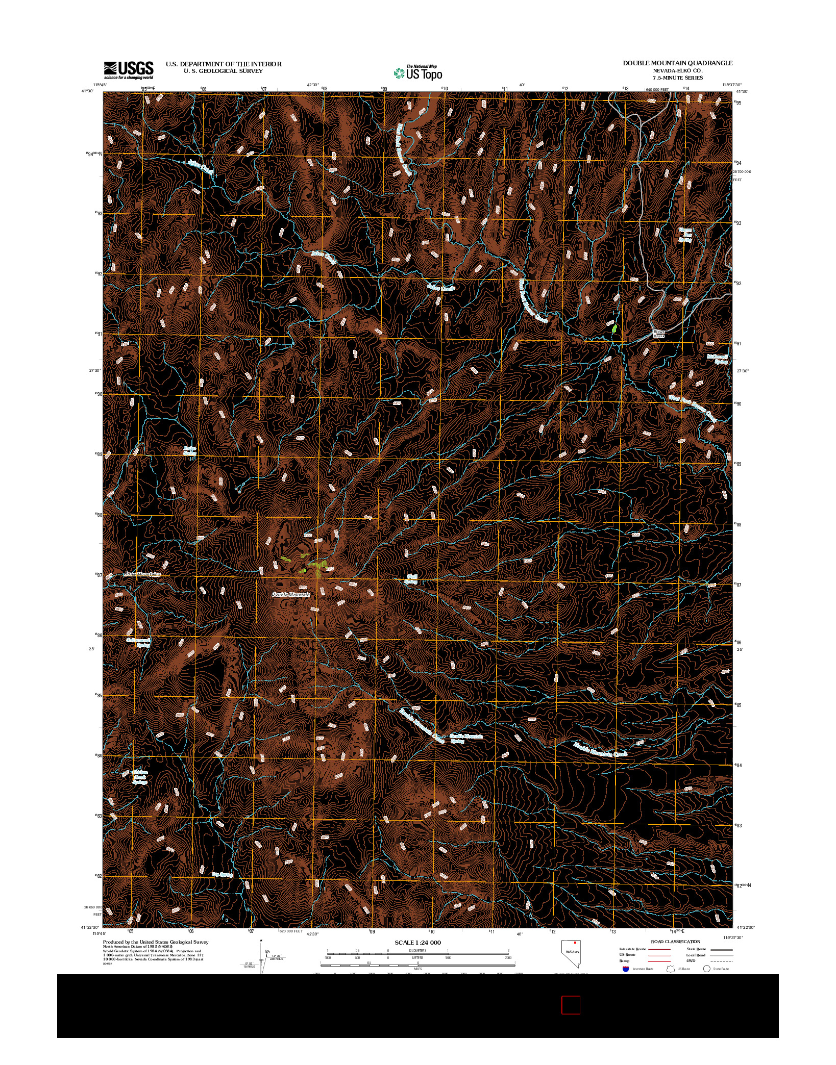 USGS US TOPO 7.5-MINUTE MAP FOR DOUBLE MOUNTAIN, NV 2012