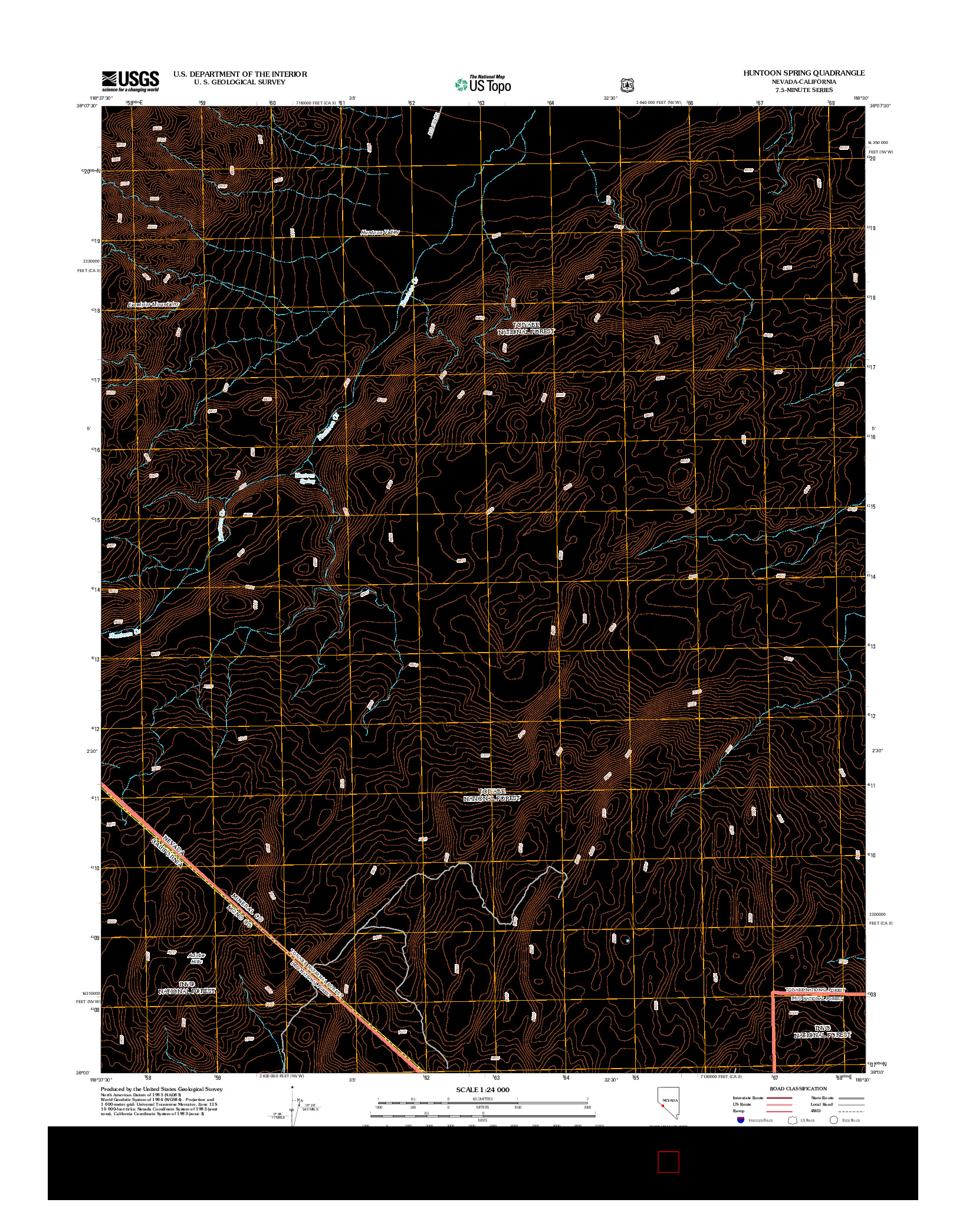 USGS US TOPO 7.5-MINUTE MAP FOR HUNTOON SPRING, NV-CA 2012