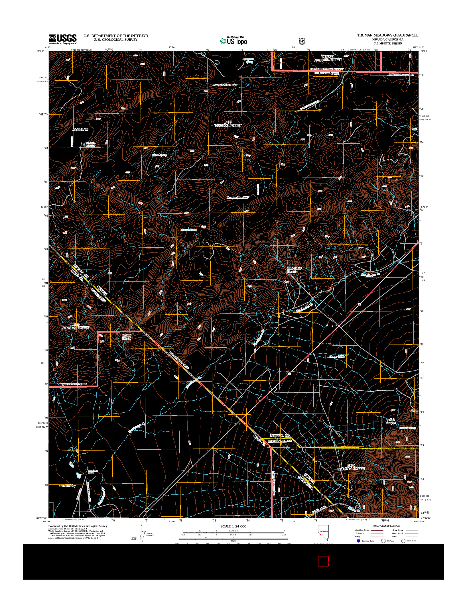 USGS US TOPO 7.5-MINUTE MAP FOR TRUMAN MEADOWS, NV-CA 2012