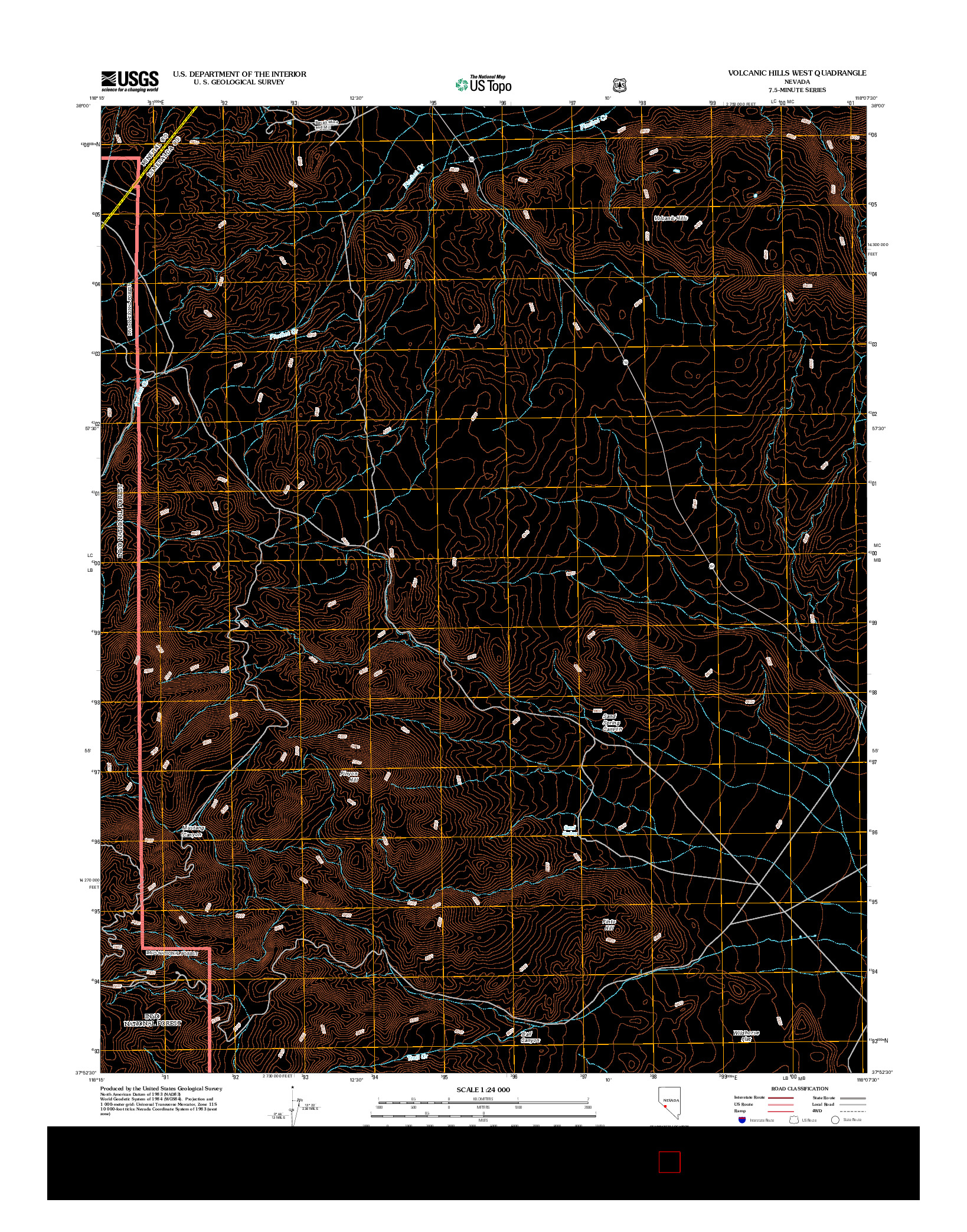 USGS US TOPO 7.5-MINUTE MAP FOR VOLCANIC HILLS WEST, NV 2012