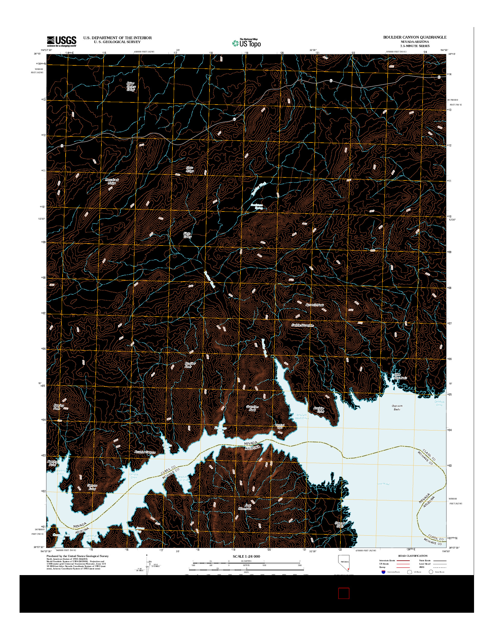 USGS US TOPO 7.5-MINUTE MAP FOR BOULDER CANYON, NV-AZ 2012