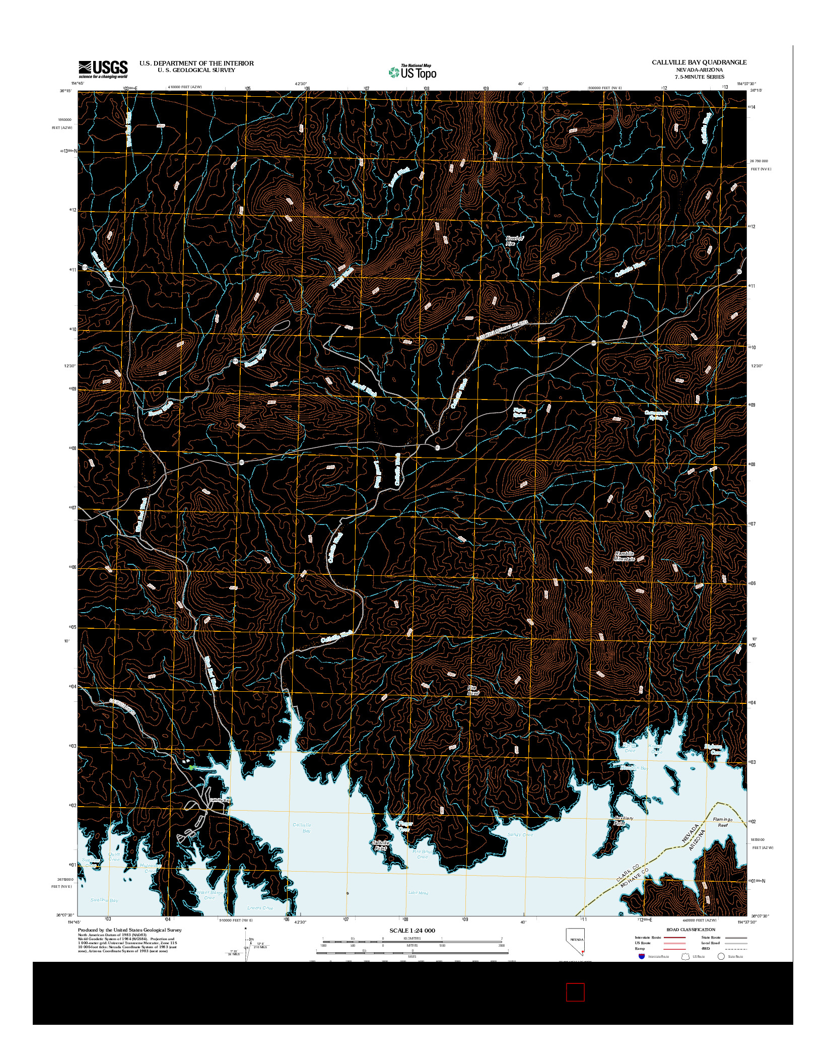USGS US TOPO 7.5-MINUTE MAP FOR CALLVILLE BAY, NV-AZ 2012