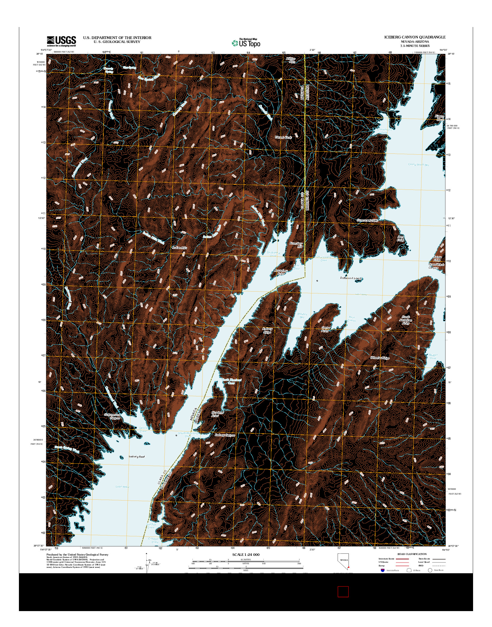 USGS US TOPO 7.5-MINUTE MAP FOR ICEBERG CANYON, NV-AZ 2012