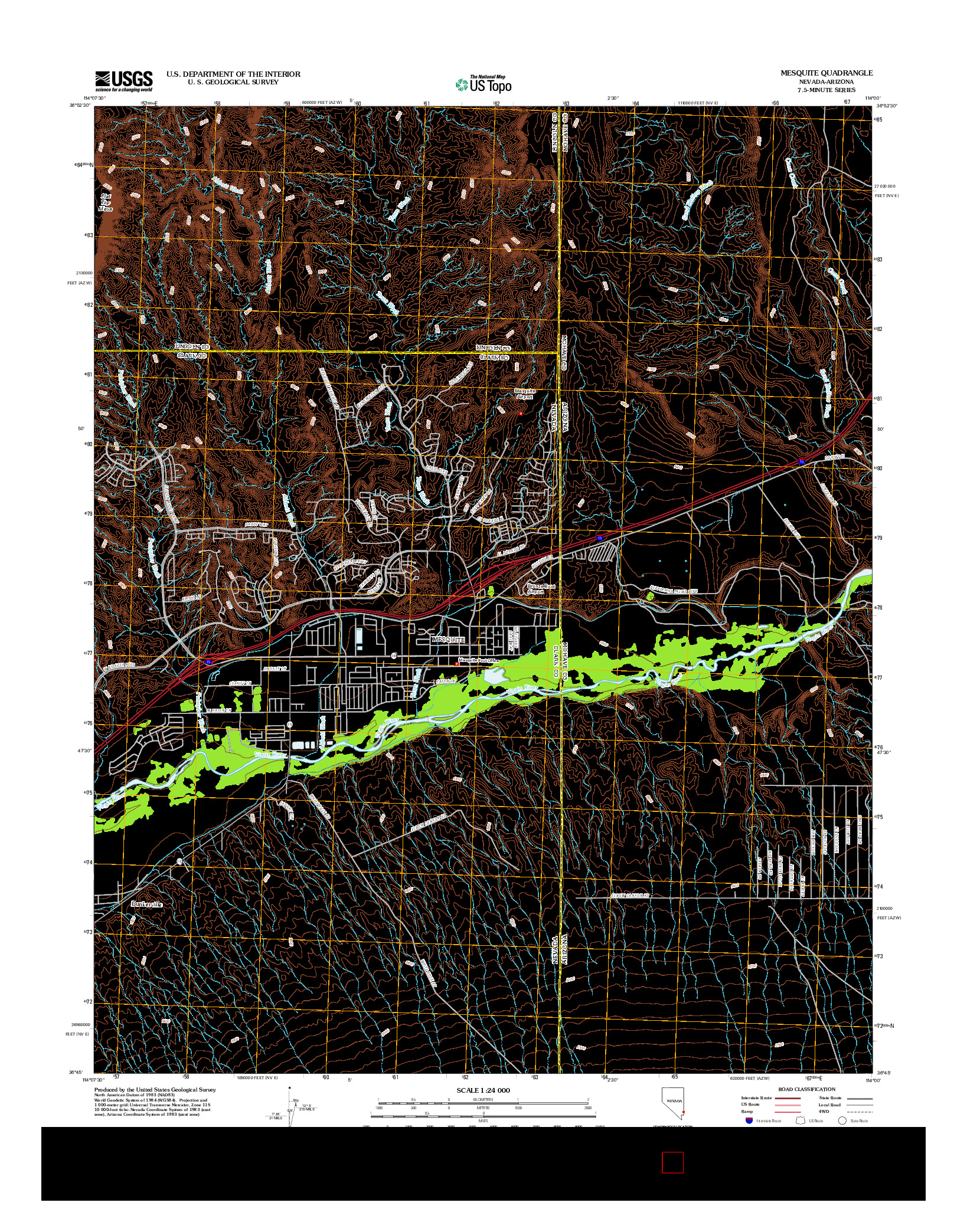 USGS US TOPO 7.5-MINUTE MAP FOR MESQUITE, NV-AZ 2012