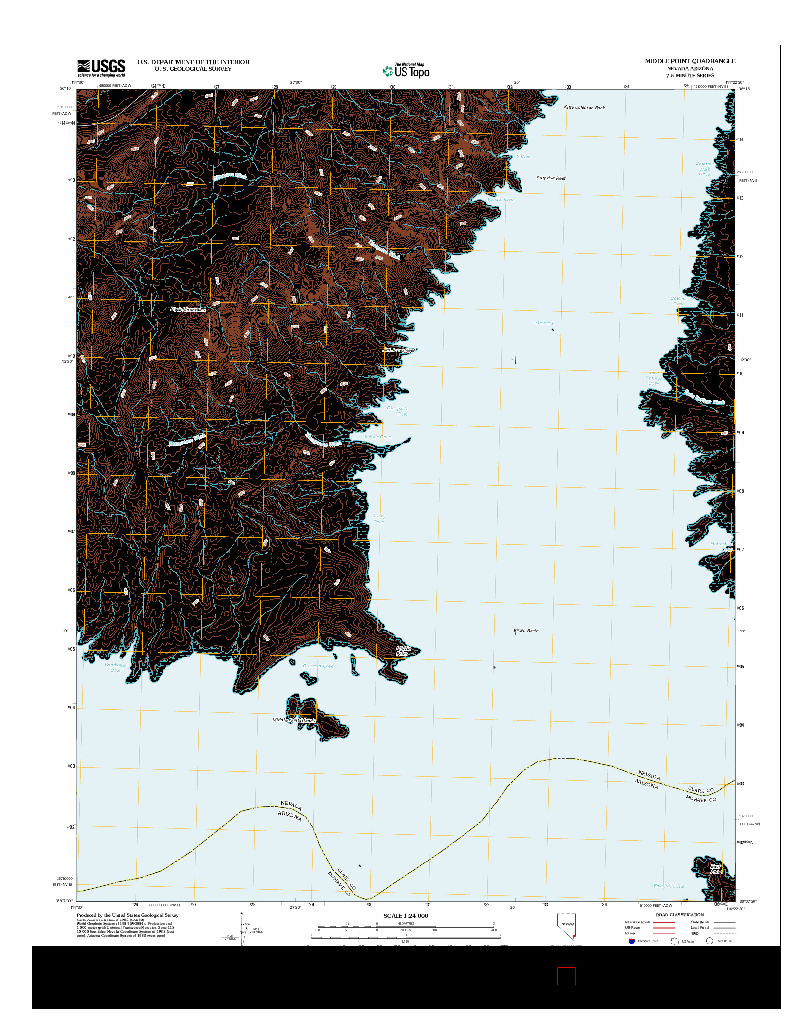 USGS US TOPO 7.5-MINUTE MAP FOR MIDDLE POINT, NV-AZ 2012