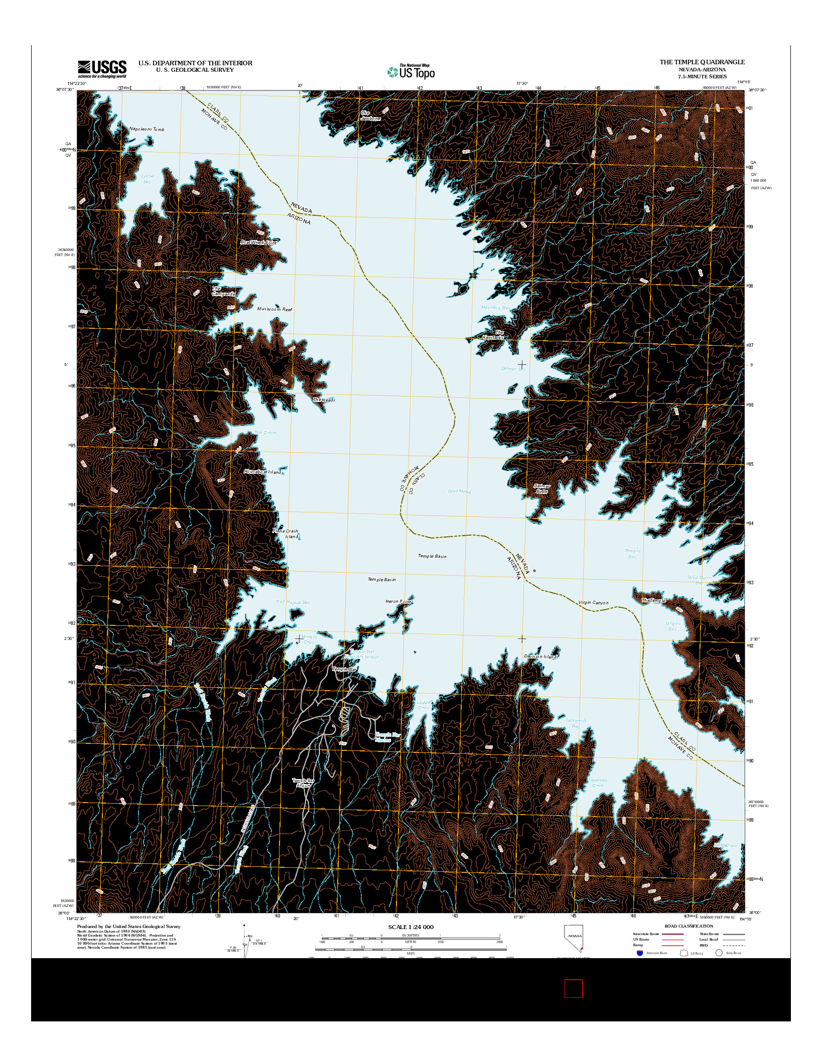 USGS US TOPO 7.5-MINUTE MAP FOR THE TEMPLE, NV-AZ 2012