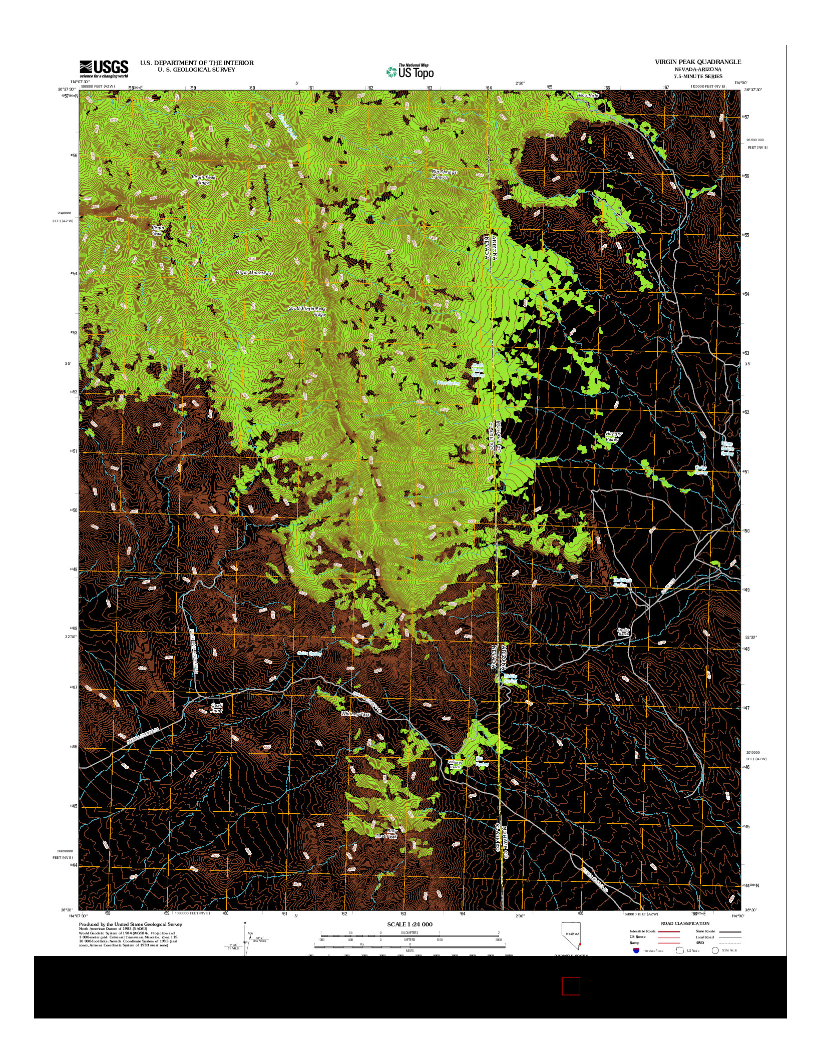 USGS US TOPO 7.5-MINUTE MAP FOR VIRGIN PEAK, NV-AZ 2012