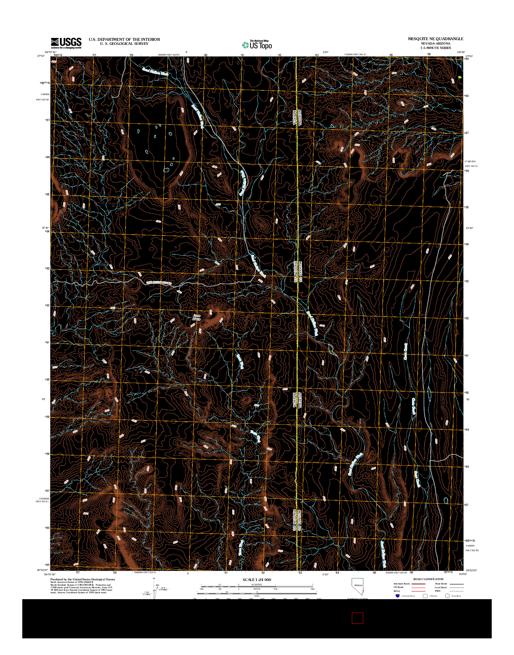 USGS US TOPO 7.5-MINUTE MAP FOR MESQUITE NE, NV-AZ 2012