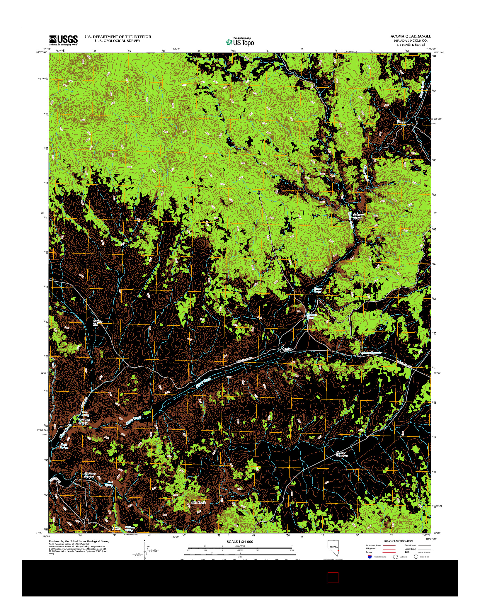 USGS US TOPO 7.5-MINUTE MAP FOR ACOMA, NV 2012