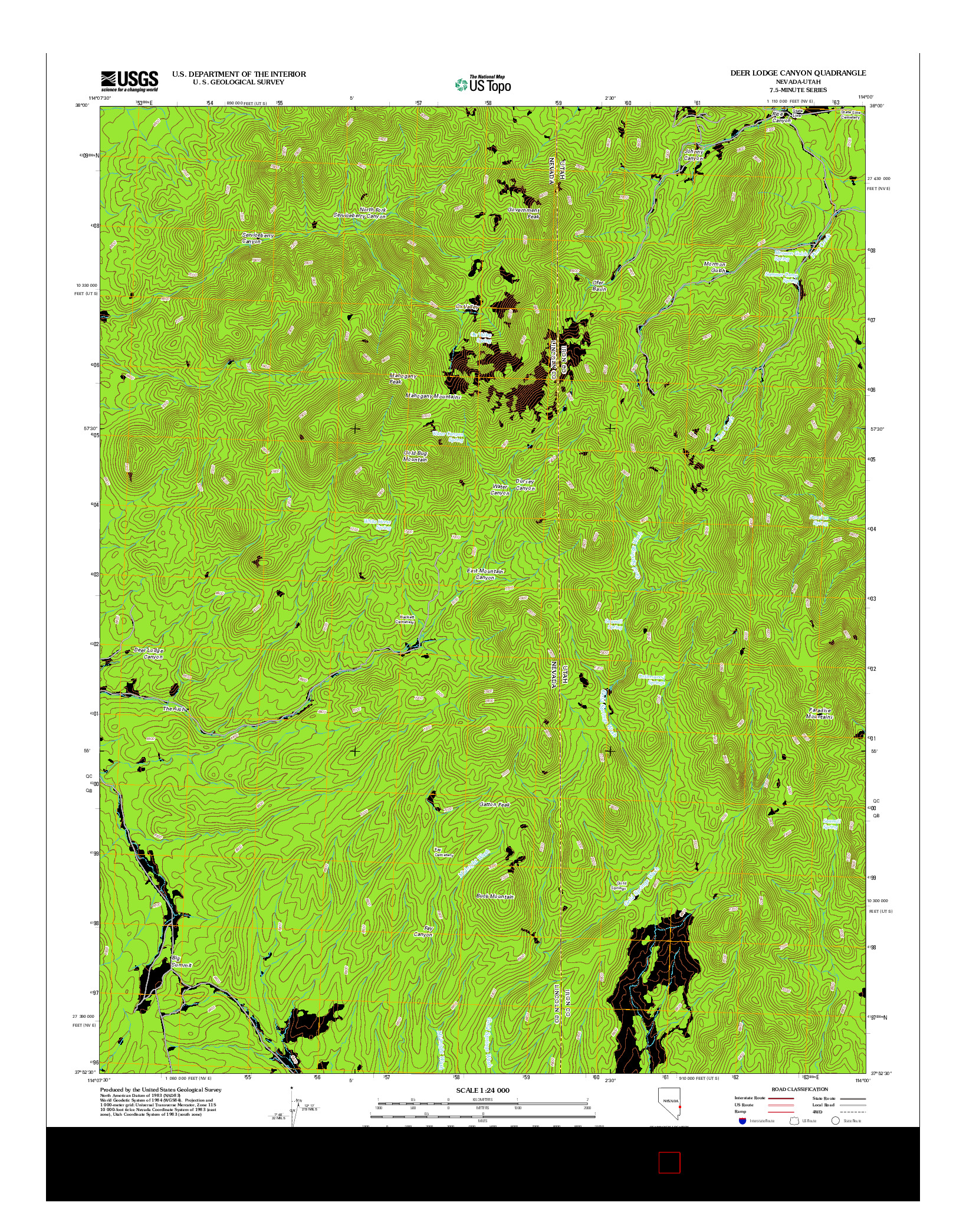 USGS US TOPO 7.5-MINUTE MAP FOR DEER LODGE CANYON, NV-UT 2012