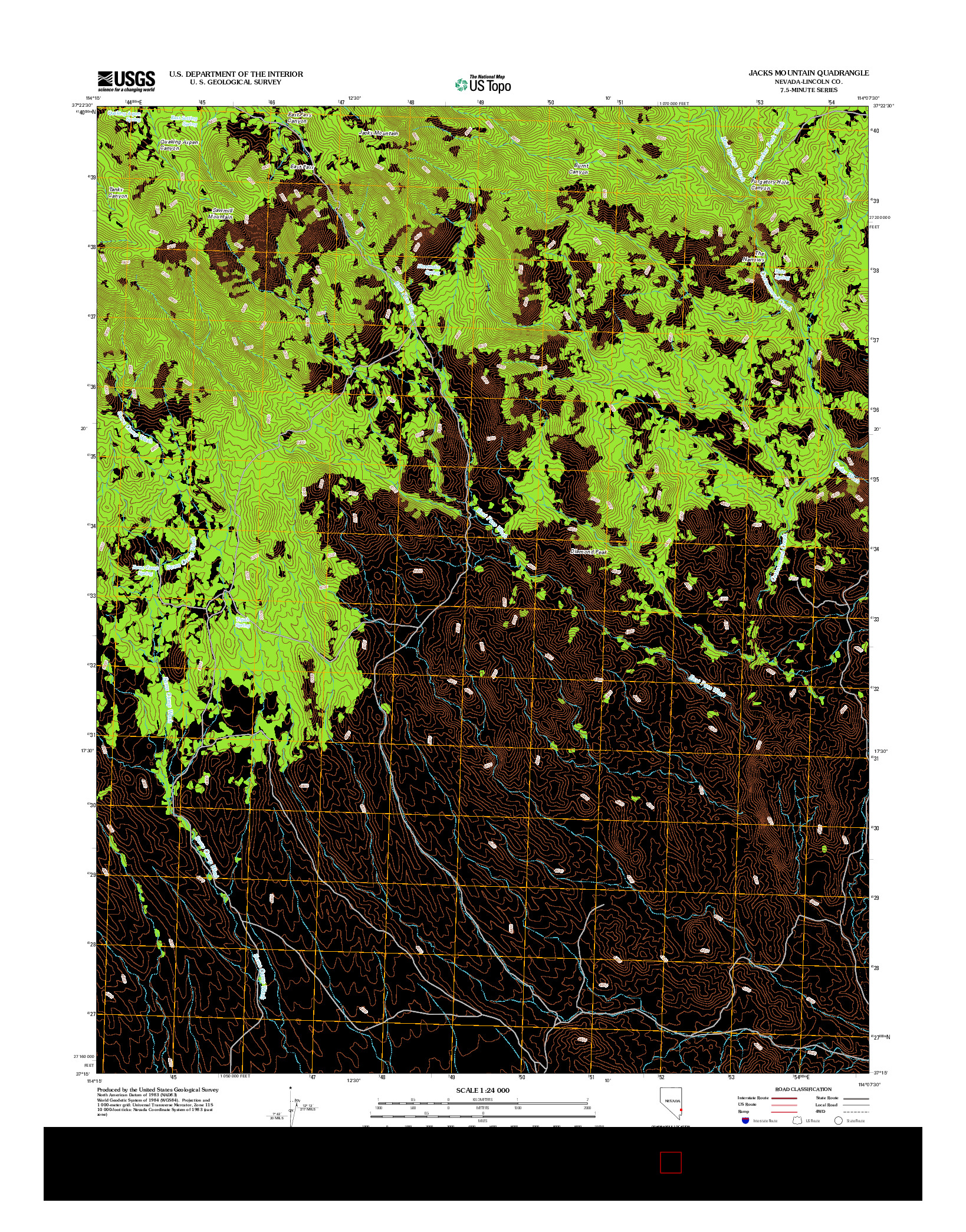 USGS US TOPO 7.5-MINUTE MAP FOR JACKS MOUNTAIN, NV 2012